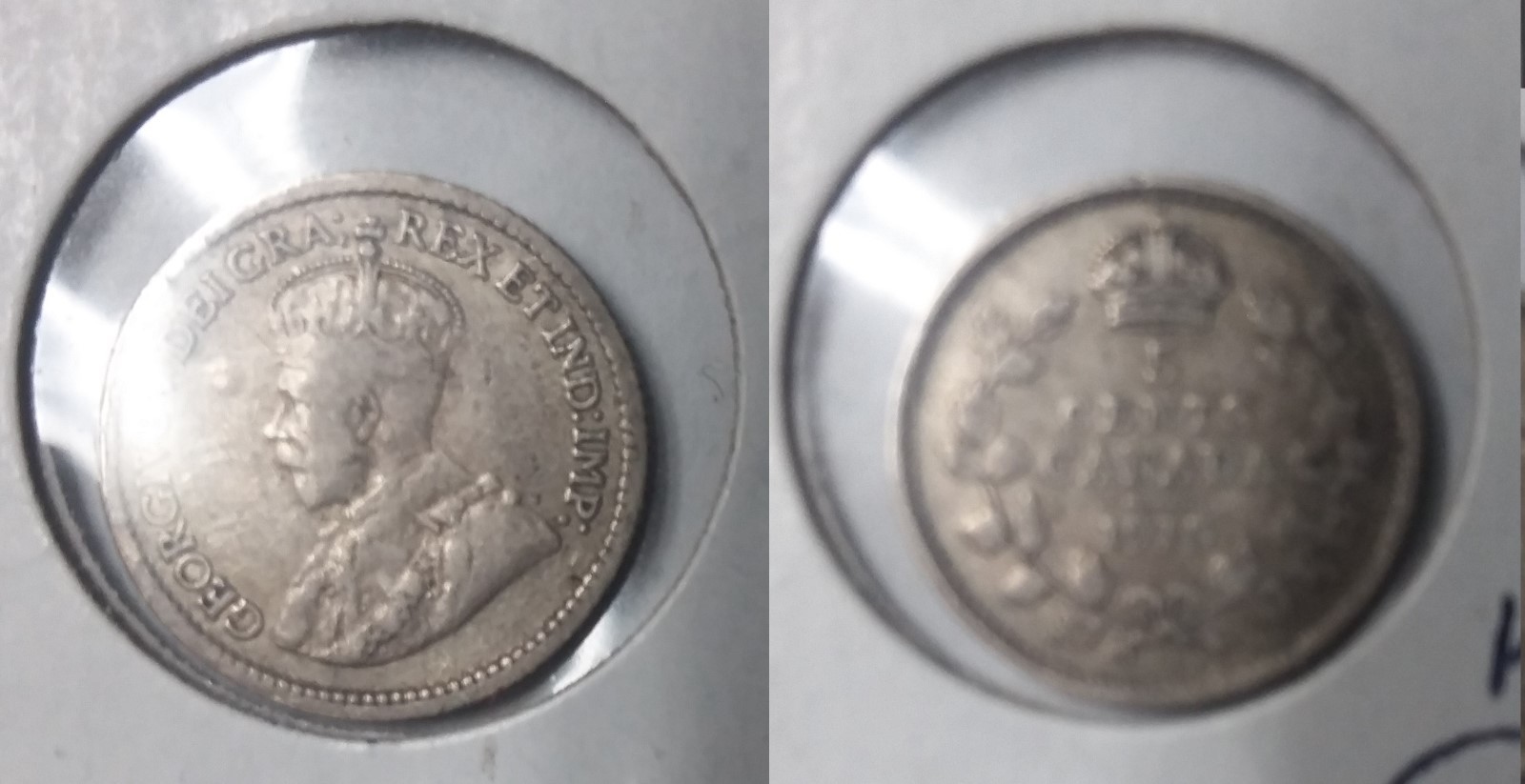 Rare Canada 1915 Silver 5 Cents