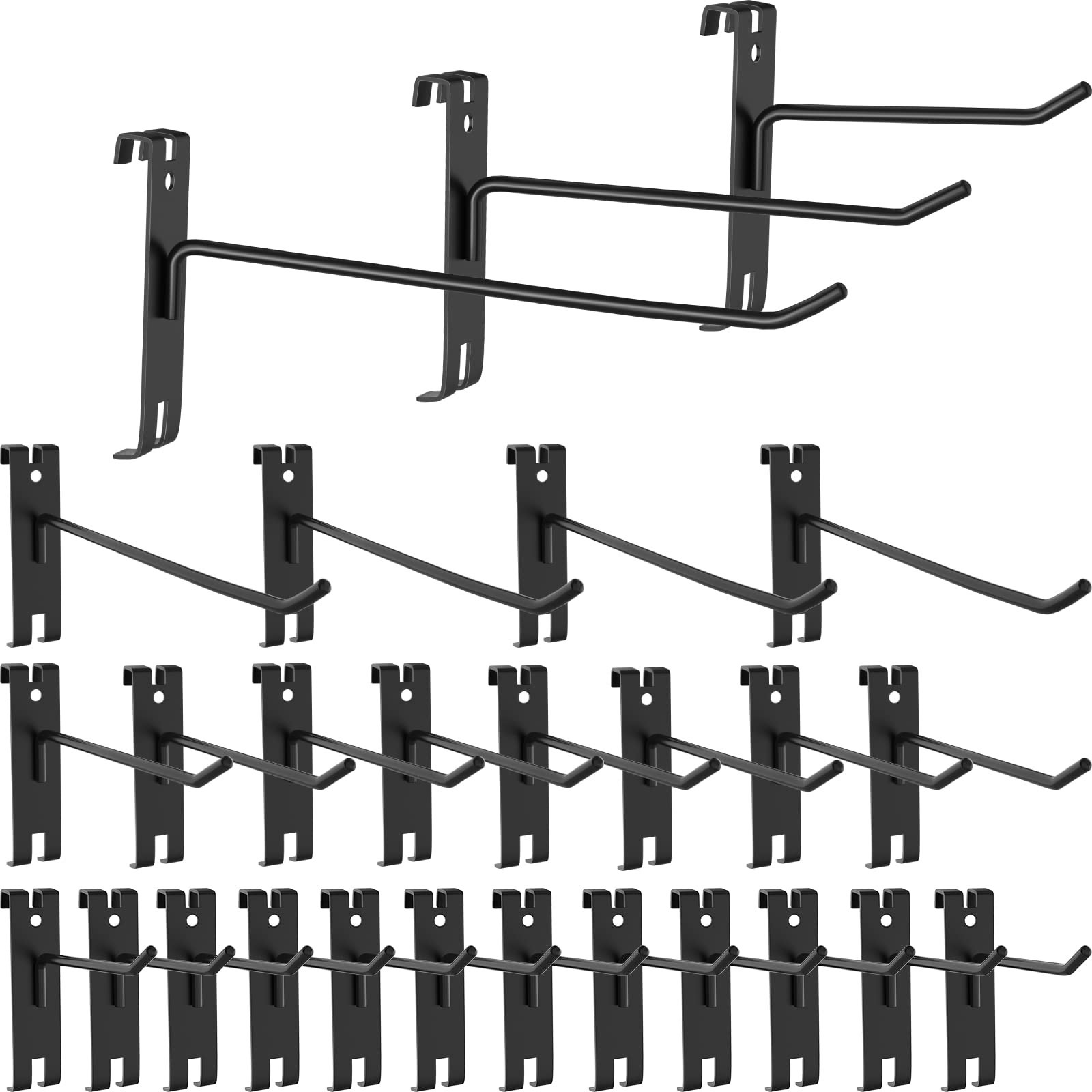 24 Pieces Gridwall Hooks, 4/6/8 Inch Gridwall Panel Hooks Metal Gridwall Hang...