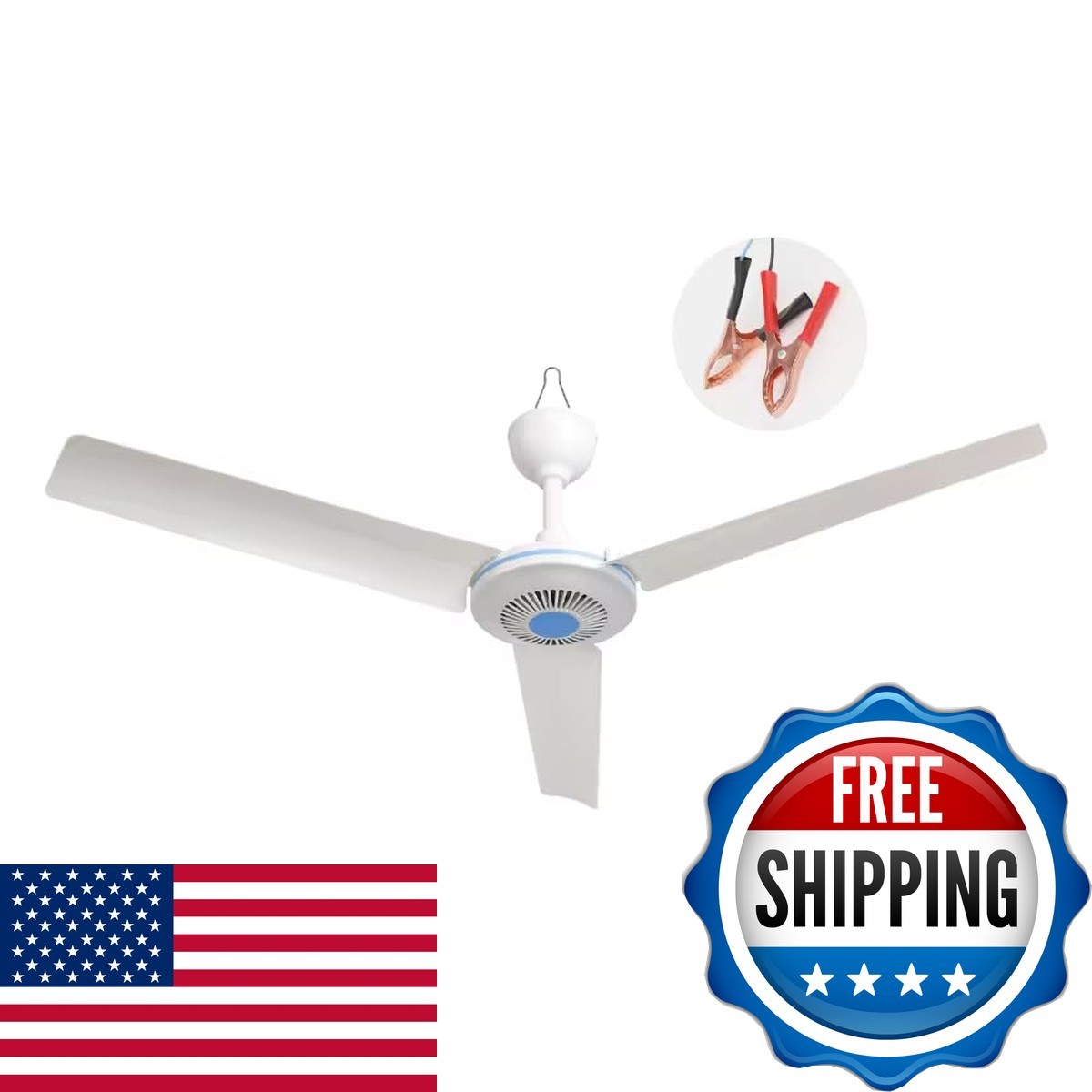 ZJSGLA 42 Inch 12V DC Gazebo Ceiling Fan,solar Ceiling Fan Outdoor Patio, Safe