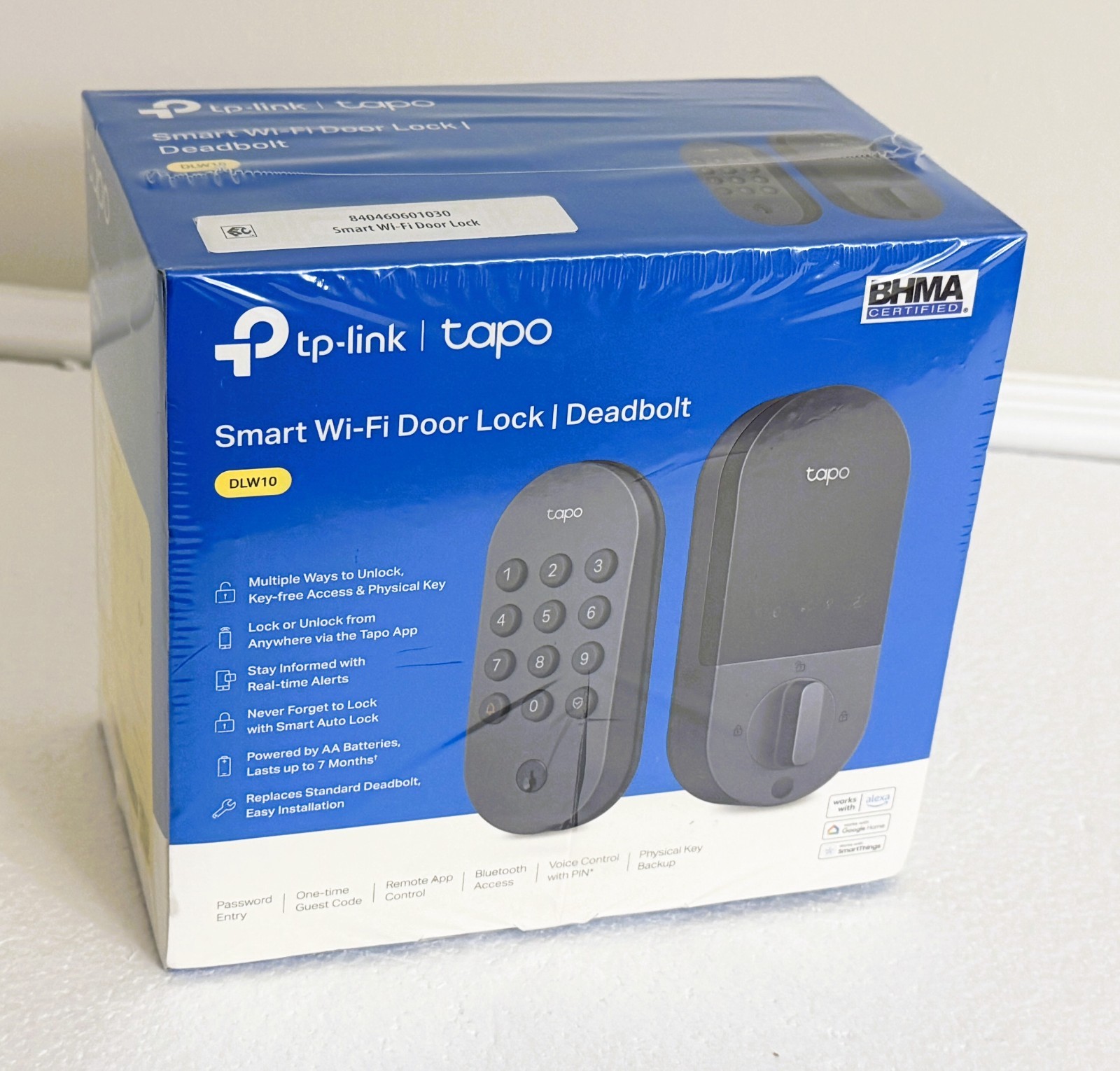 TP-Link Tapo DLW10 Smart Wi-Fi Deadbolt Door Lock Keyless Tactile Buttons