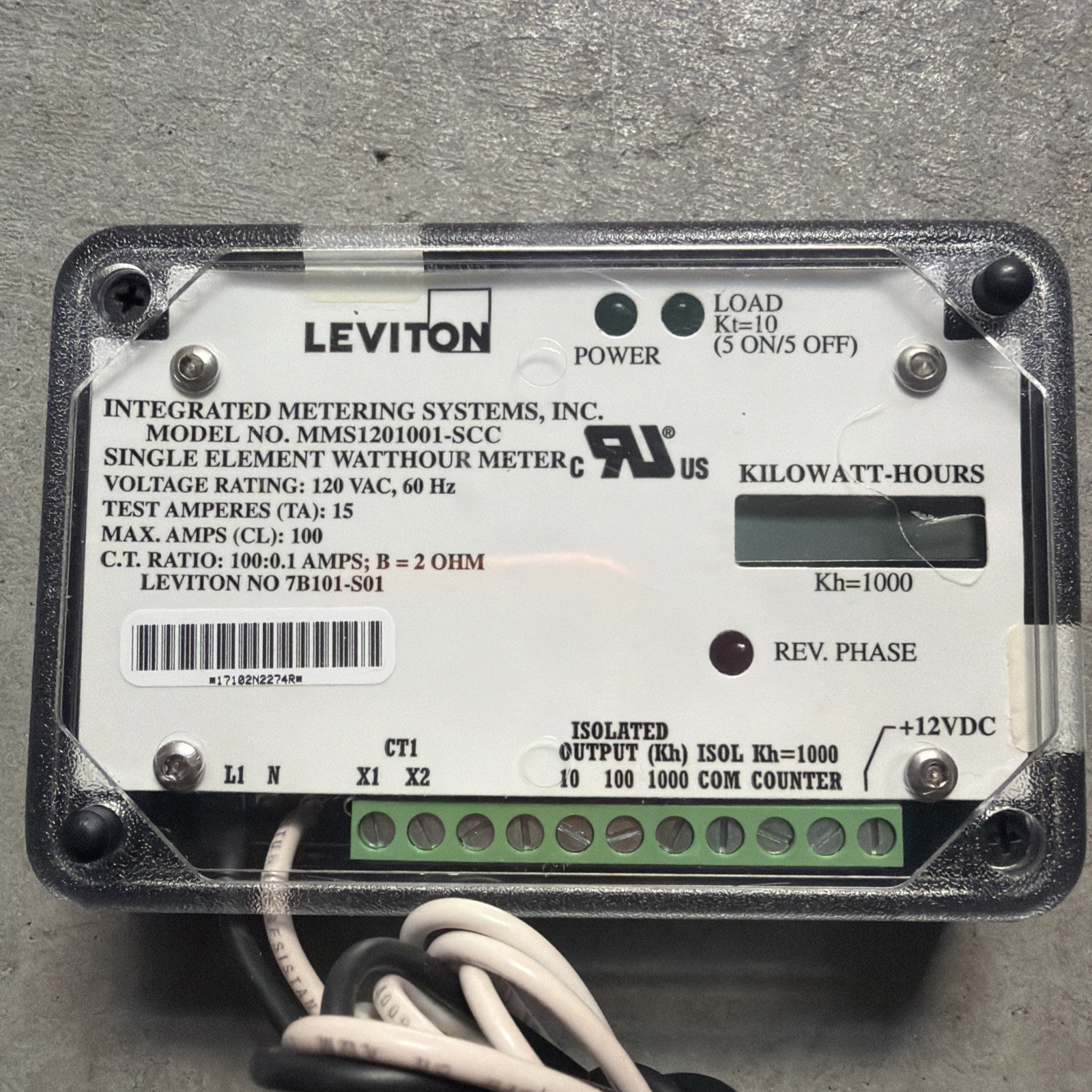 Leviton Submeter, 120V, single element