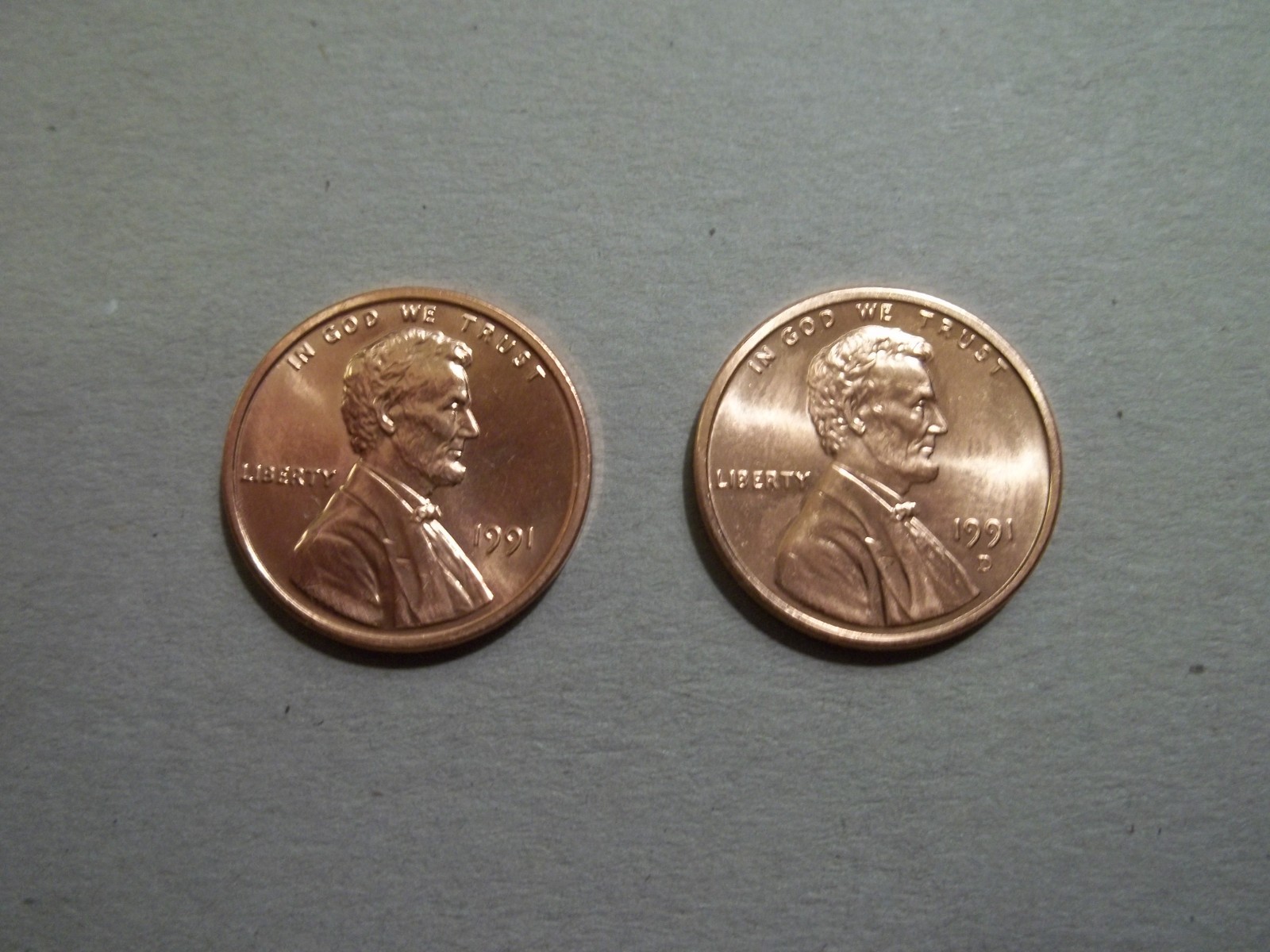 1991  P, D Lincoln Cents Set  Coins taken from MINT Sets