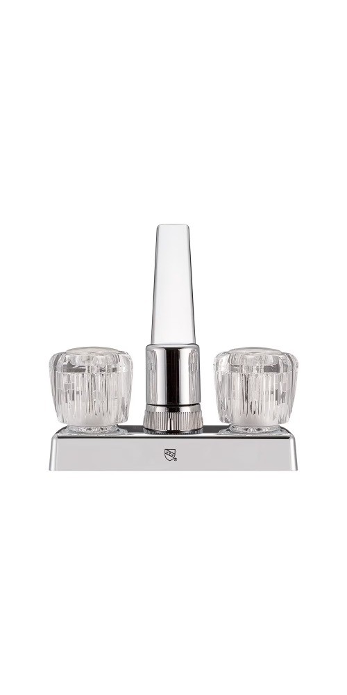 Two Handle 4" Kitchen/Bar Faucet w/Clear Acyrlic Knobs - Chrome Polished