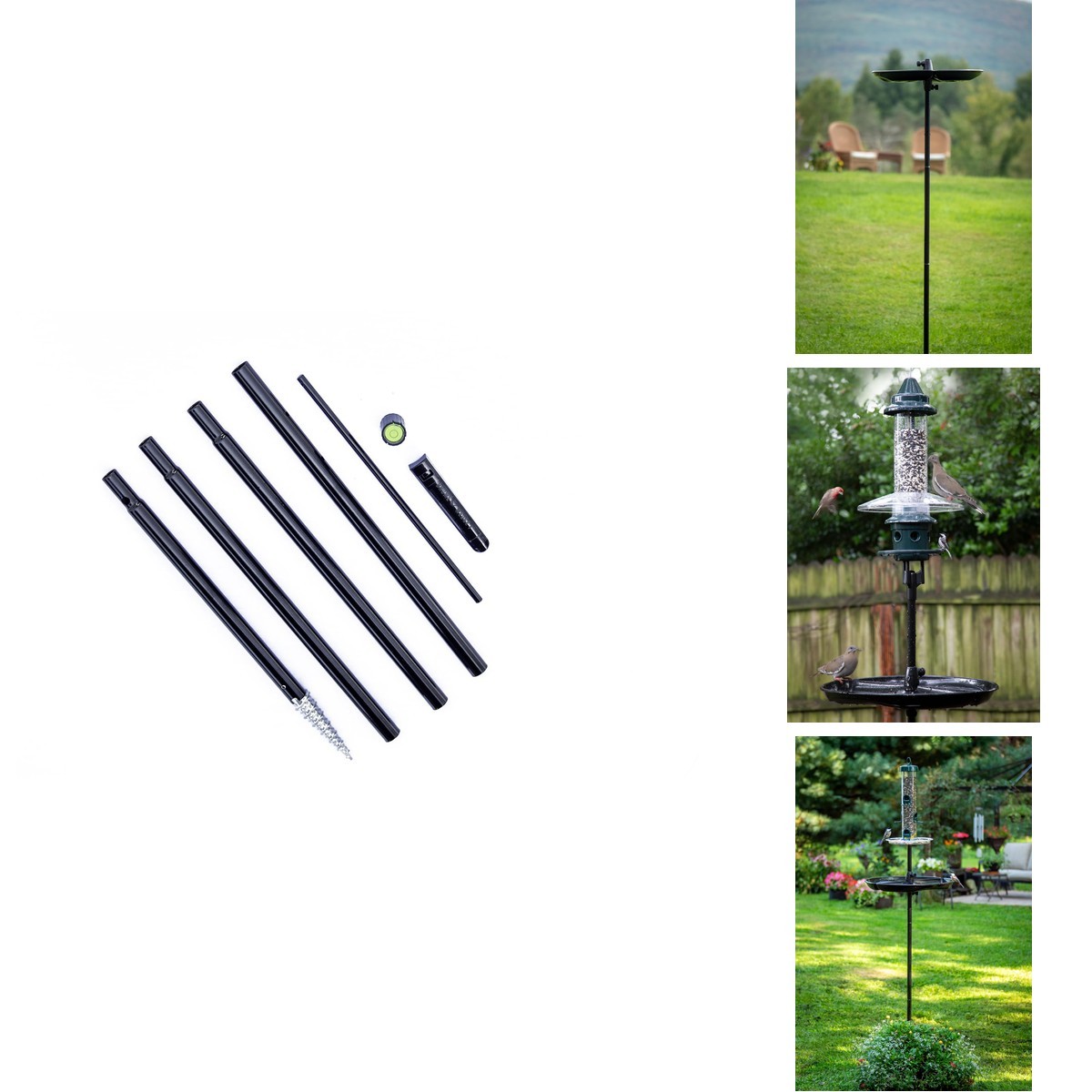 Brome Birdsup Single Pole For 1 Bird Feeder/Bird House W/Bullseye Level And