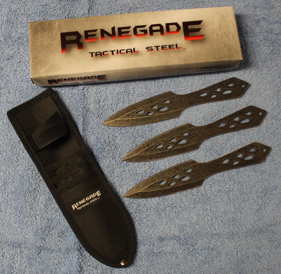 Renegade RT127 Triple Thrower Set of 3 Throwing Knives Nylon Sheath BRAND NEW!