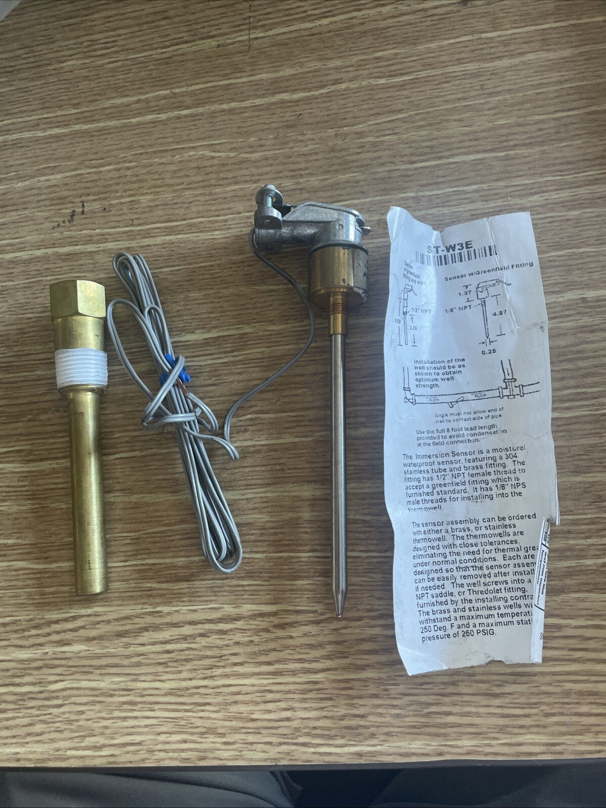 Precon ST-W3E Immersion Sensor Thermistor Temperature Sensor W/Brass Well.