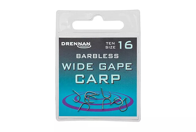 DRENNAN WIDE GAPE CARP - 10 SPADE END BARBLESS HOOKS ALL SIZES AVAILABLE