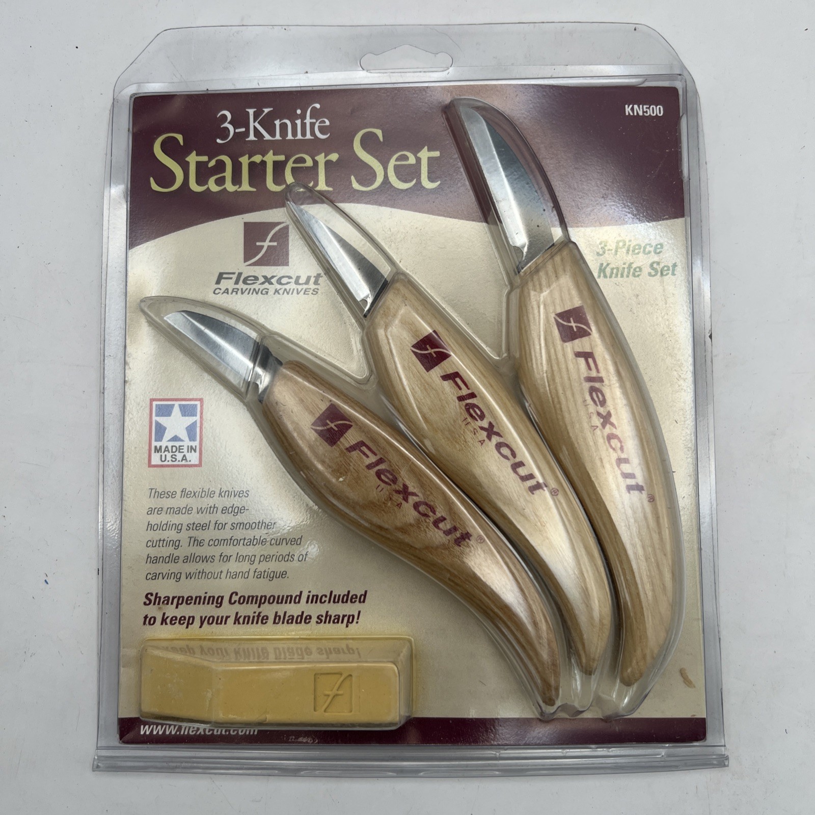 NEW Flexcut Wood Handle Carving Starter Set / 3 Knives  – Made In USA