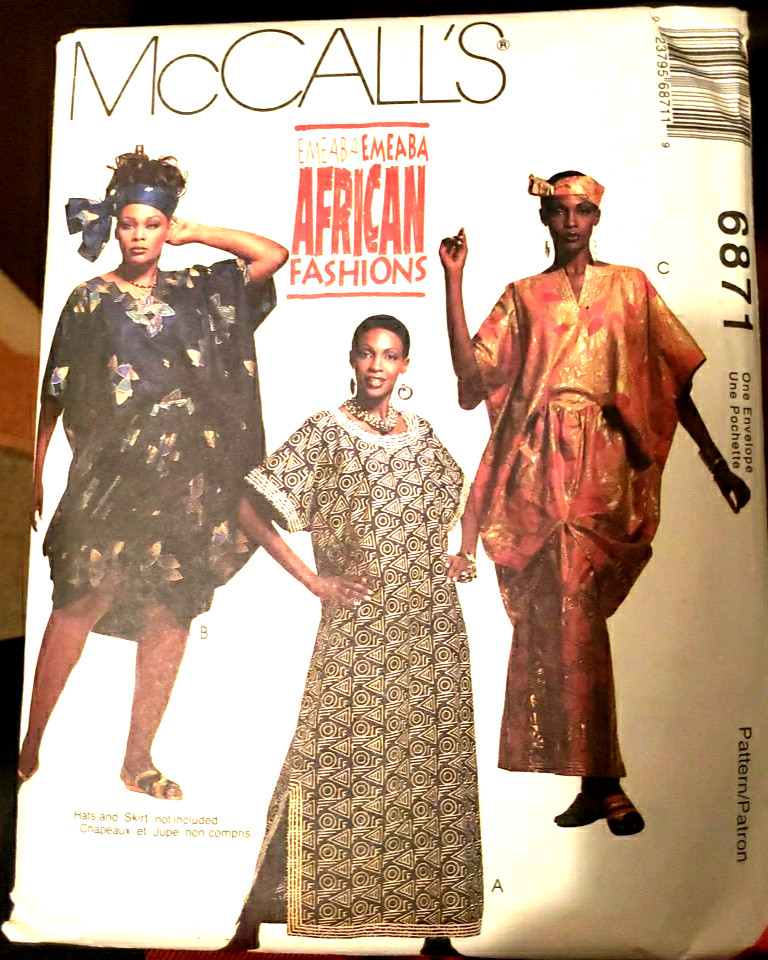 McCALL'S Sewing Pattern African Fashions Caftans & Tunics UNCUT NOS S M & L 6871