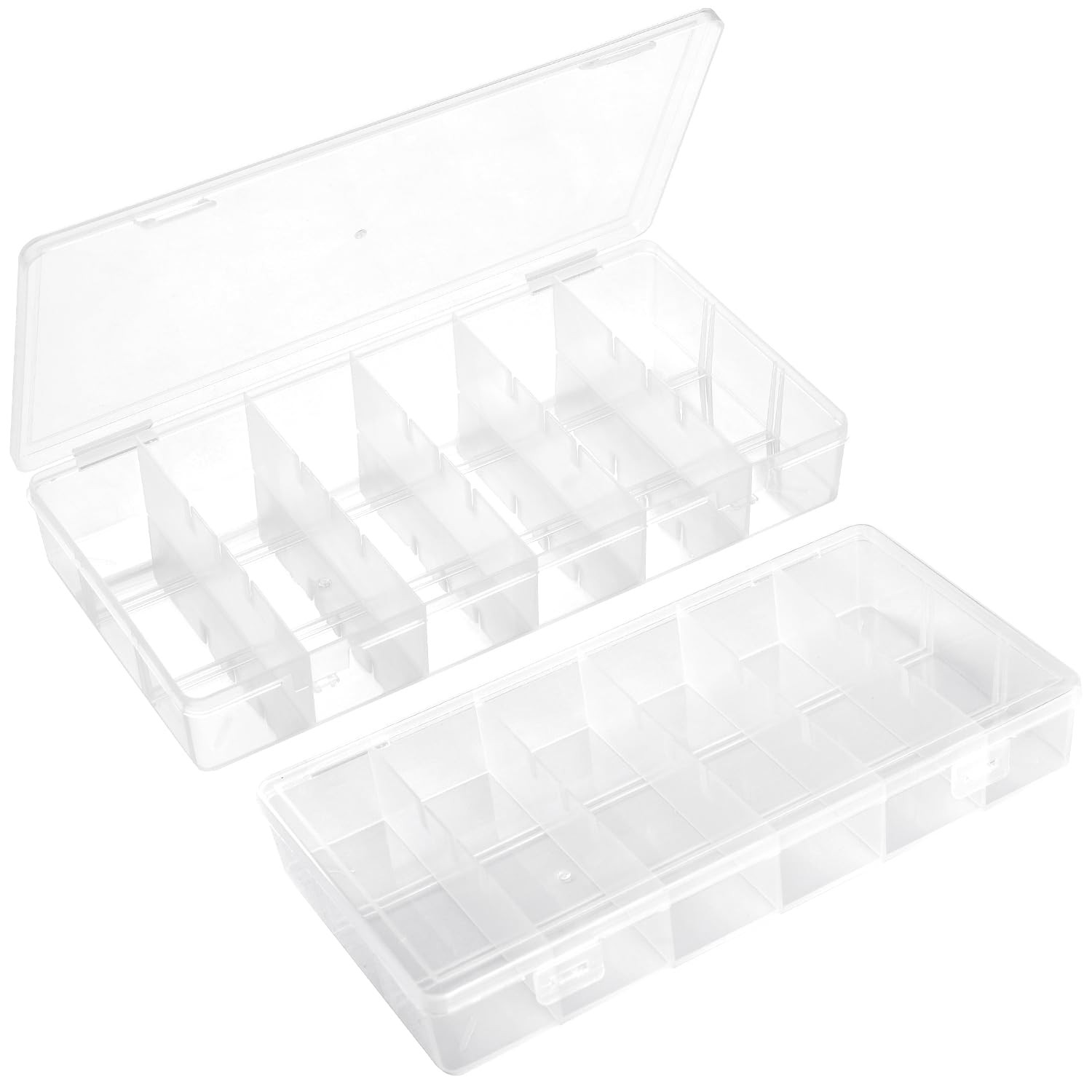 VZTOLKUR 2 Pack Clear Plastic Organizer Box with 6 8.3"Lx4.3"Wx1.3"H,