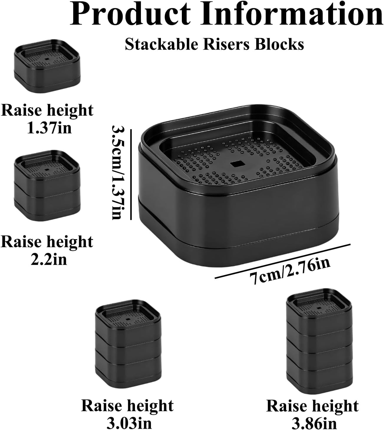 4-Pack Treadmill Incline Riser Blocks, Stackable Adjustable Bed Lifts Risers Fur
