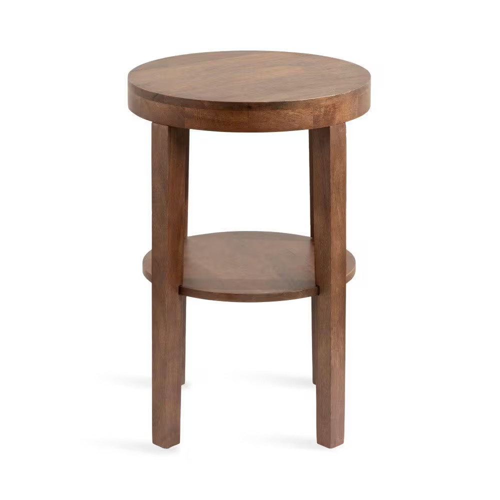 Talcott 16.00 In. Walnut Brown round Solid Wood End Table