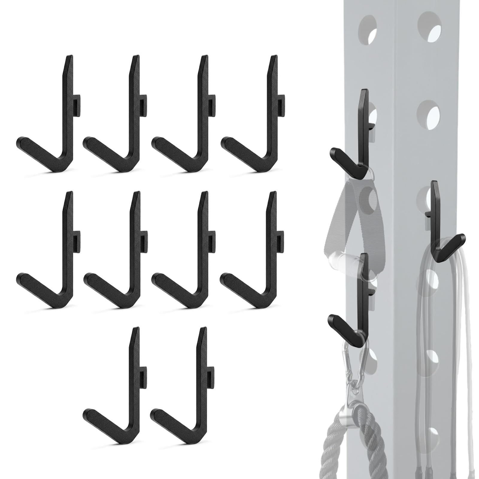 Power Rack Hooks 10 Pack, J Hooks for Squat Rack, Heavy Duty Gym Storage Hook...