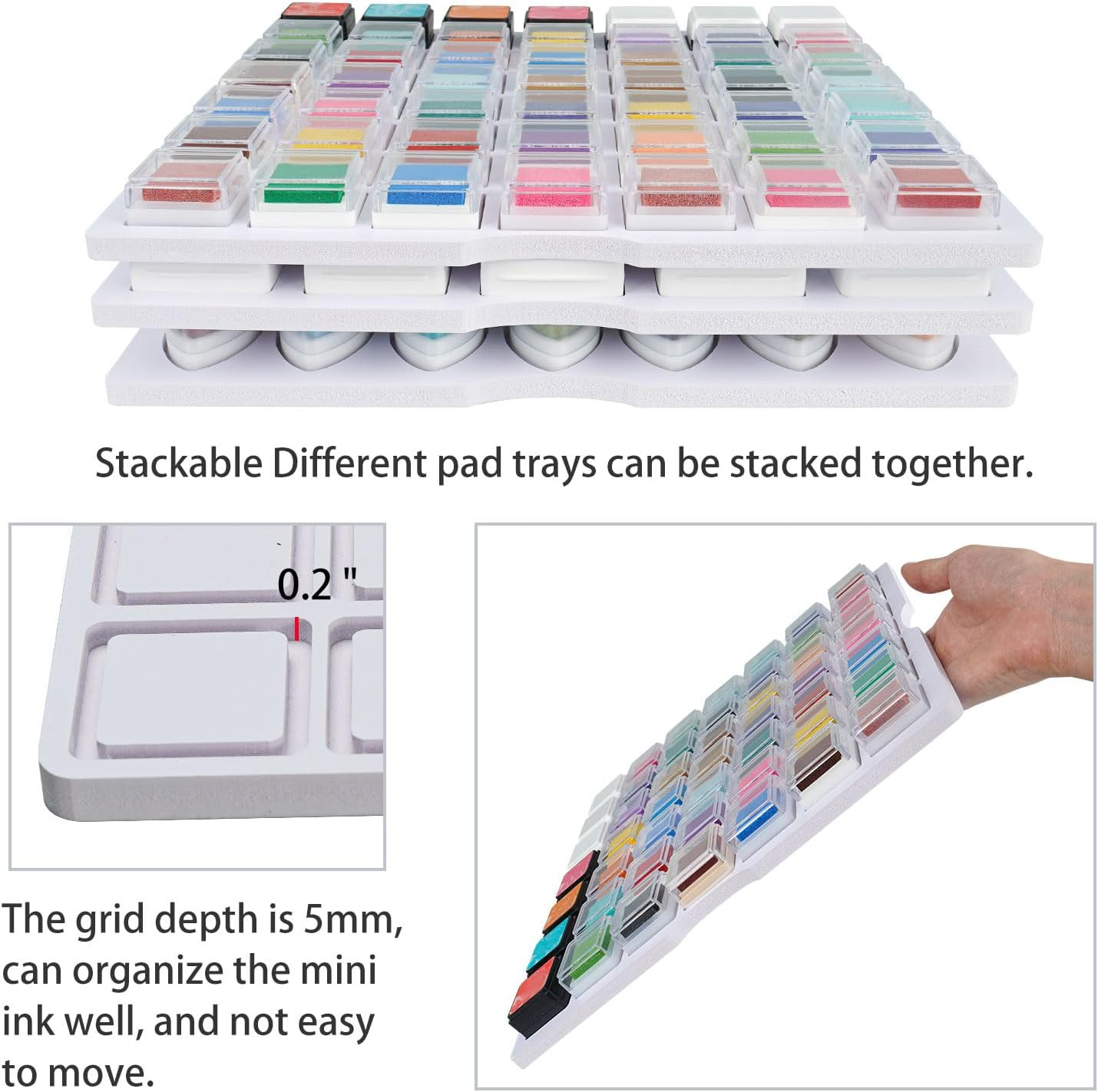 Mini Pad Cube Caddy Tray Mini Size Stamp Pad Storage Tray Stackable Pad Organi
