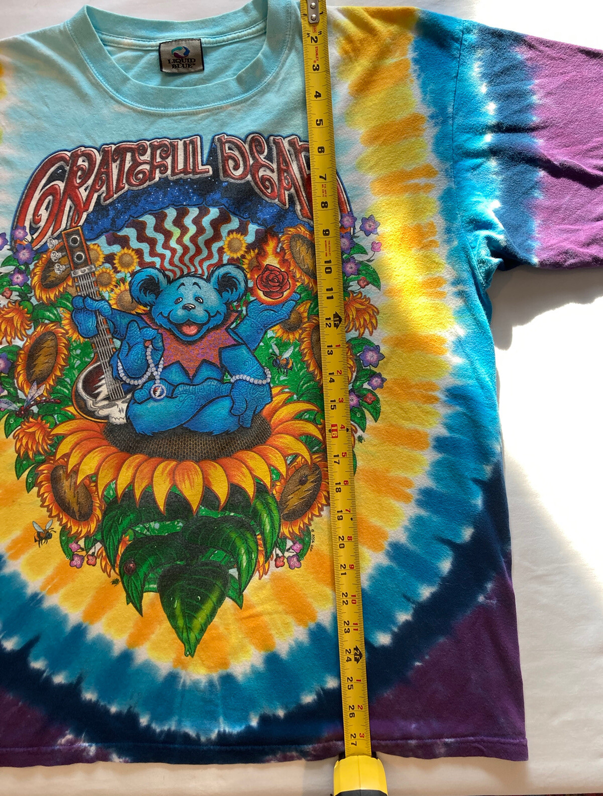 Vintage Grateful Dead Dancing Bear tie-dyed T-shirt with sunflowers Large Groovy