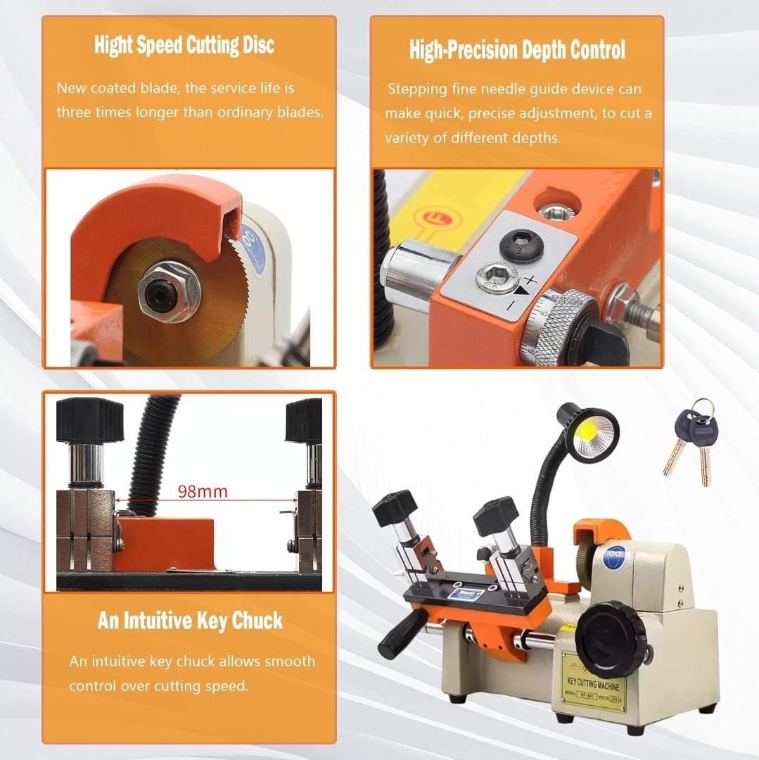 Key Cutting Machine with LED Lighting, Automatic Key Cutter, High Precision...