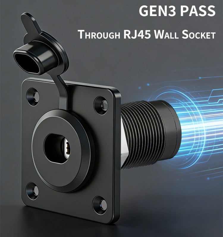 Waterproof RJ45 Pass Through Socket for Starlink Gen3 - Aluminum Panel Mount