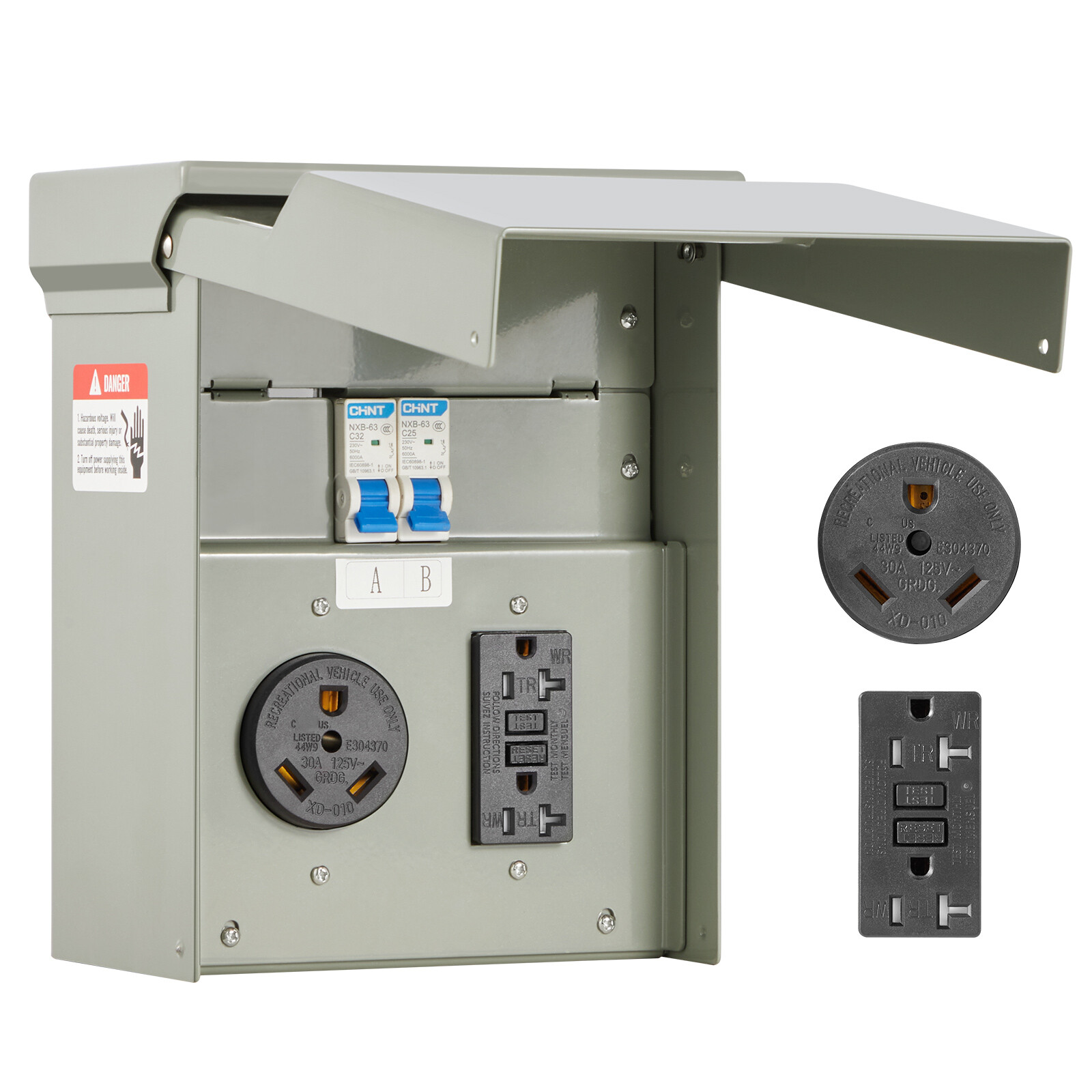 Temporary Power Outlet Panel RV Electrical Panel 20 30 Amp RV Outlet Box