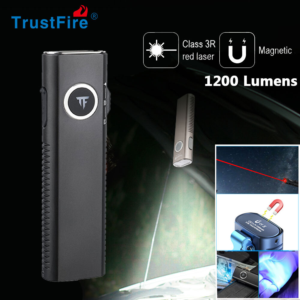 TrustFire MINIX3-SE 1200LM EDC Flashlight UV light & Laser Magnetic Rechargeable