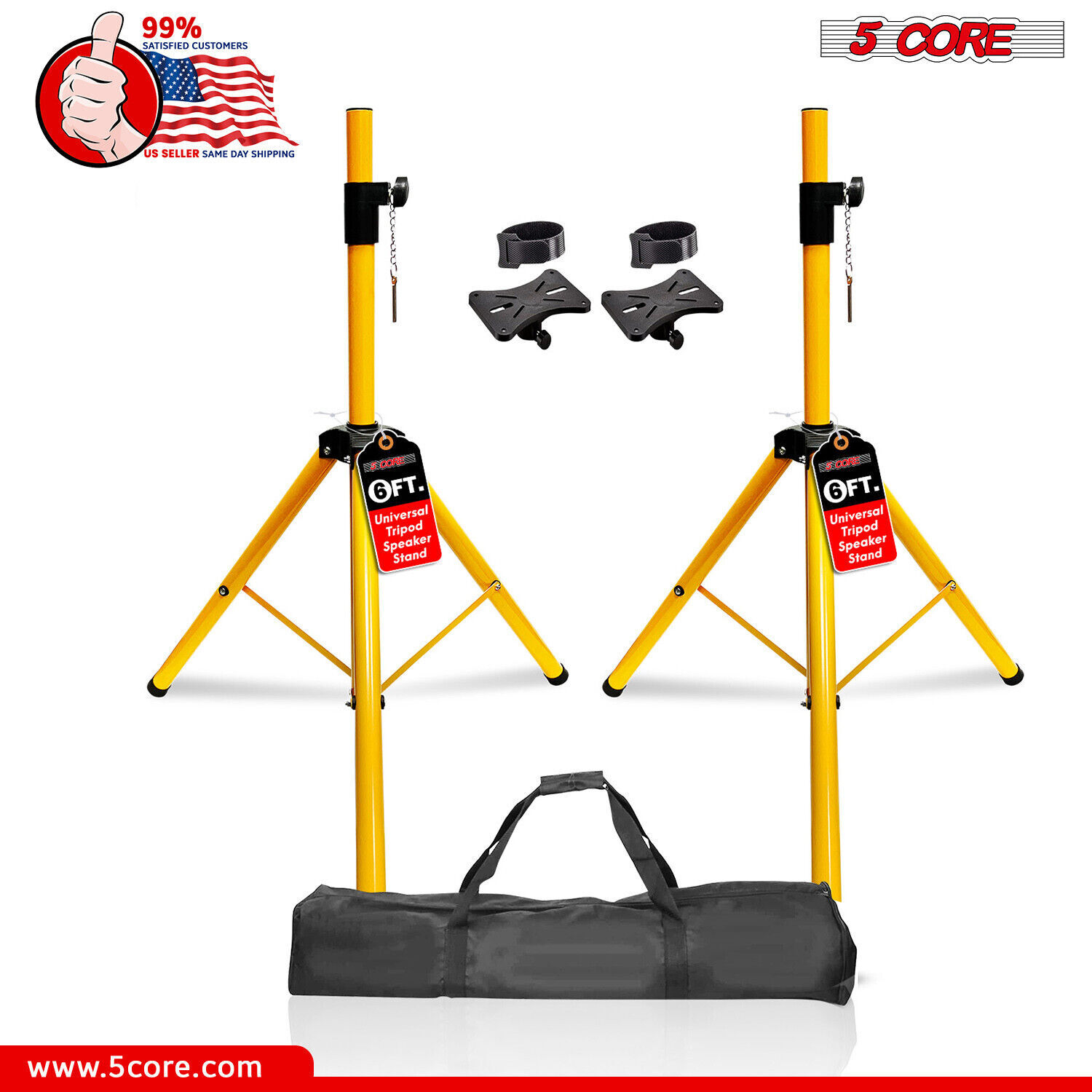 5Core Speaker Stand Tripod Tall Adjustable 72 Inch DJ Studio Monitor Pair Stands
