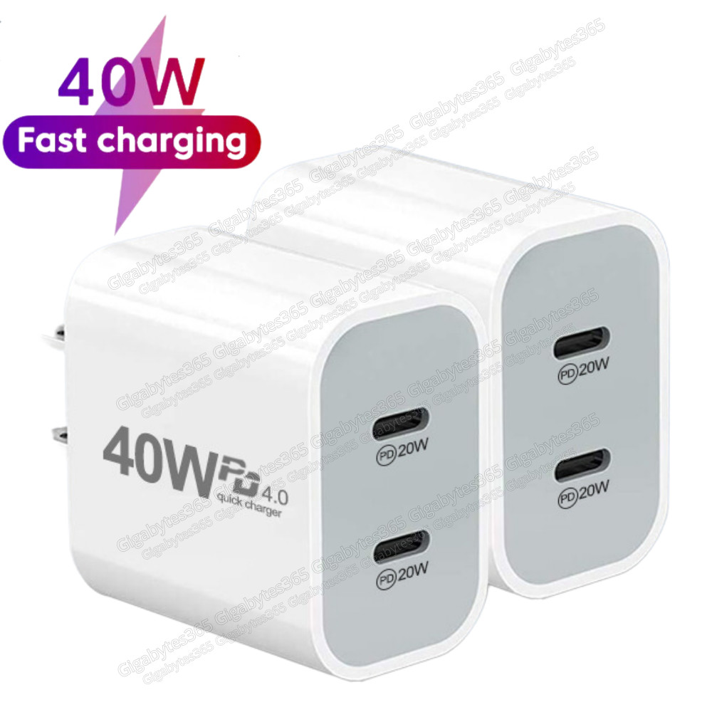 US Dual PD 40W Fast Wall Charger Power Adapter For iPhone 15 Pro Max 14 13 Plus