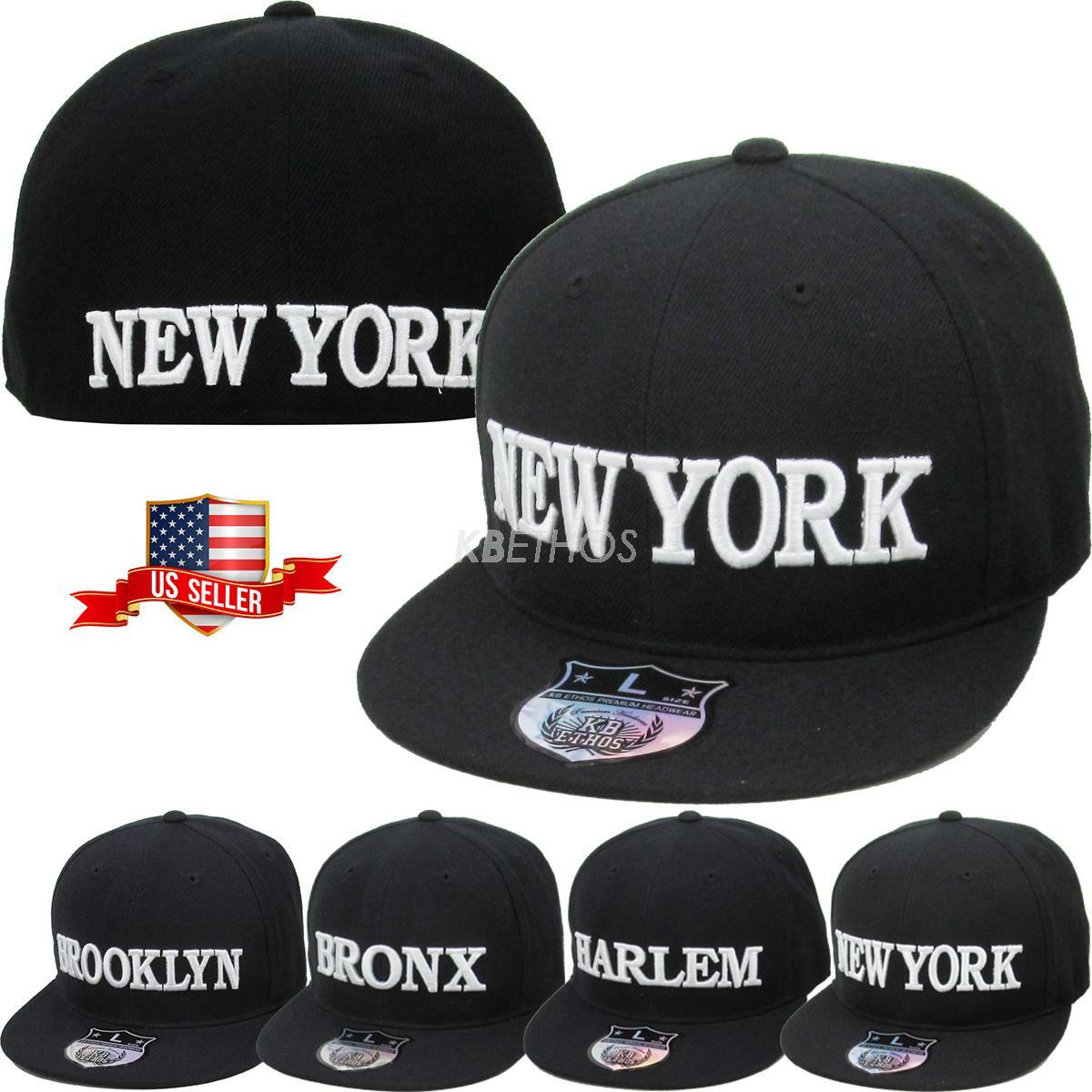 New York Harlem Bronx Brooklyn Embroidered Fitted Hat Cap Borough NYC NEWYORK