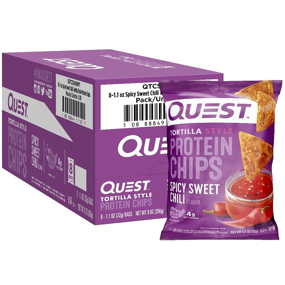 Tortilla Style Protein Chips, Spicy Sweet Chili Flavor, 19g of Protein,