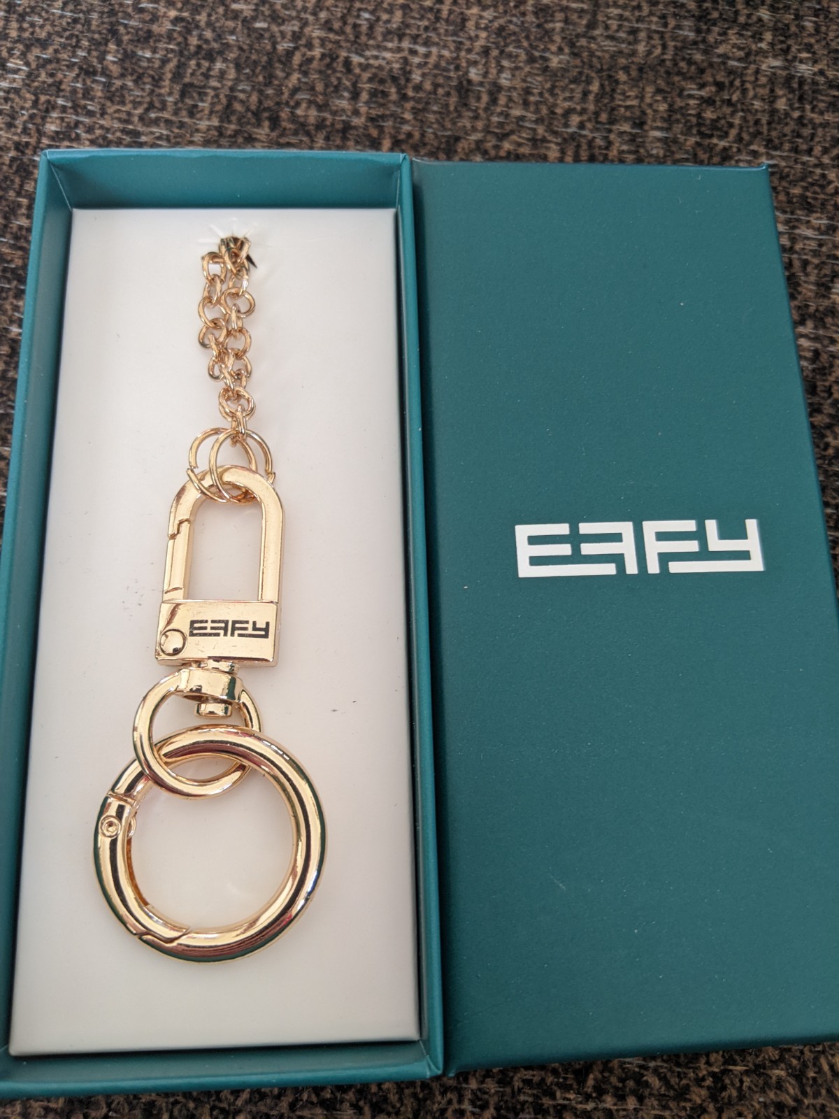 EFFY gold bag charm key chain new with box
