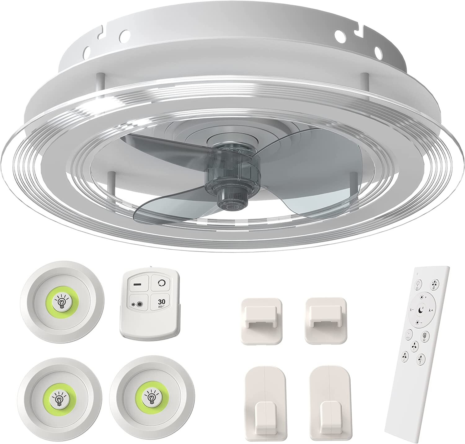 RIVCOIM Bladeless Ceiling Fan – White 19.68 IN X 4.5 IN, Tri-Color TemperatureST
