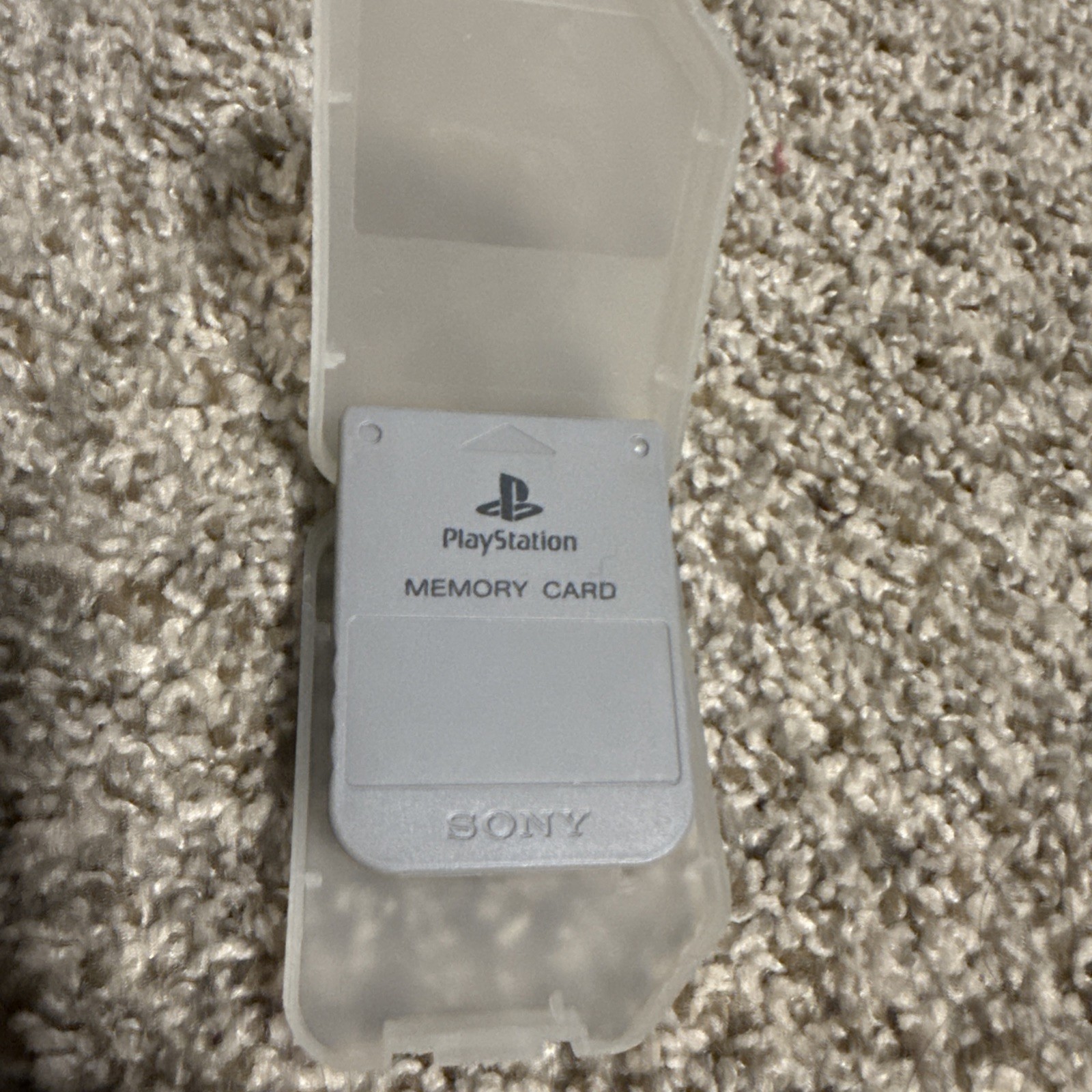 SONY PlayStation 1 OEM Memory Card Gray & Protective Case for PS1 Console