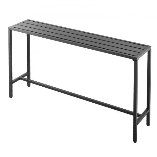 Outdoor Bar Table, 63 x 15 in Patio Bar Table, Waterproof Top & Sturdy Metal Fra