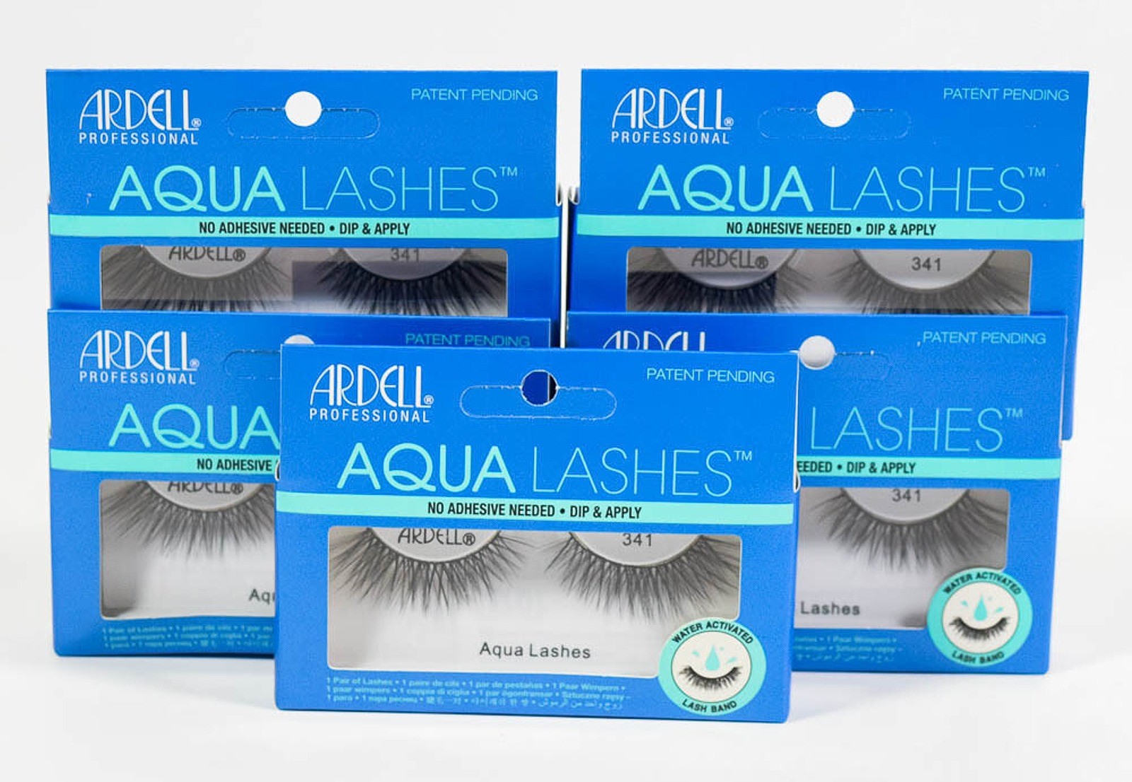 lot 5 pks Ardell AQUA LASHES Water Activated #341 False Eyelashes BLACK pair