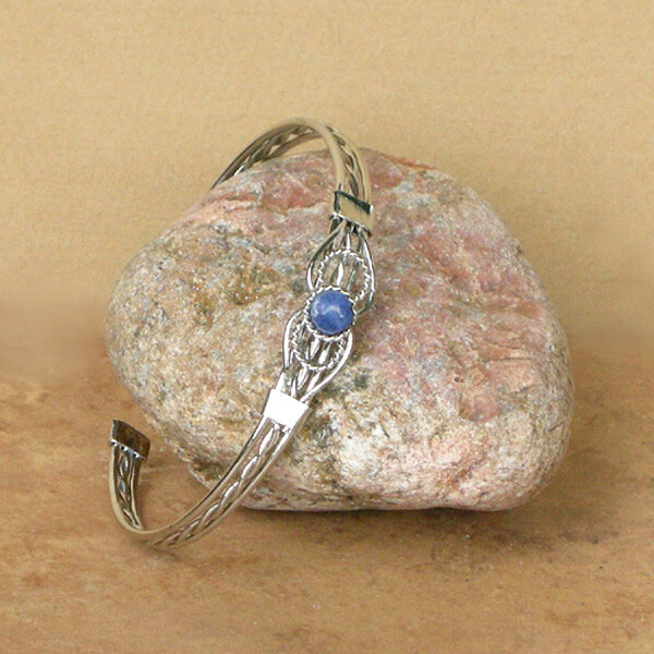 Natural Stone Cuff Bracelet-Blue Sodalite - Artisan Hand-Made in Peru-Fair Trade