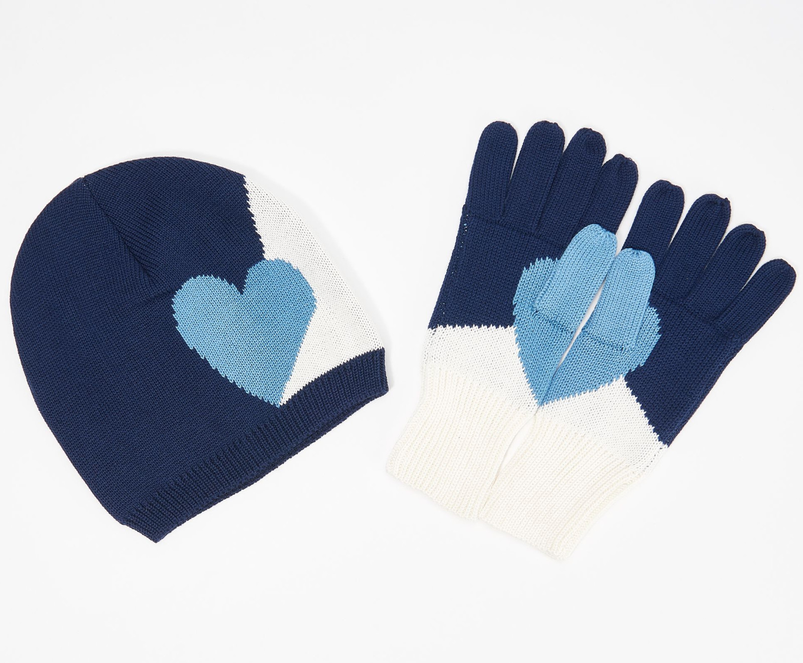 Laurie Felt Women's Cashmere Blend Accessories Set Indigo Heart One Size