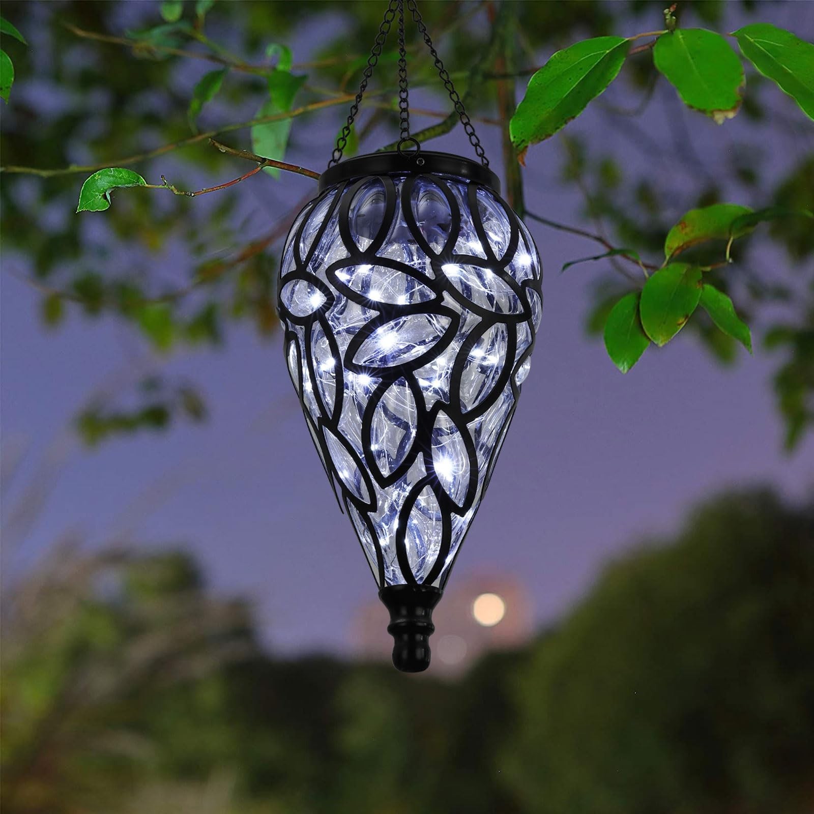 SUNNYPARK Solar Hanging Lantern Outdoor Lights | 15 LEDs with Twinkling Effec...