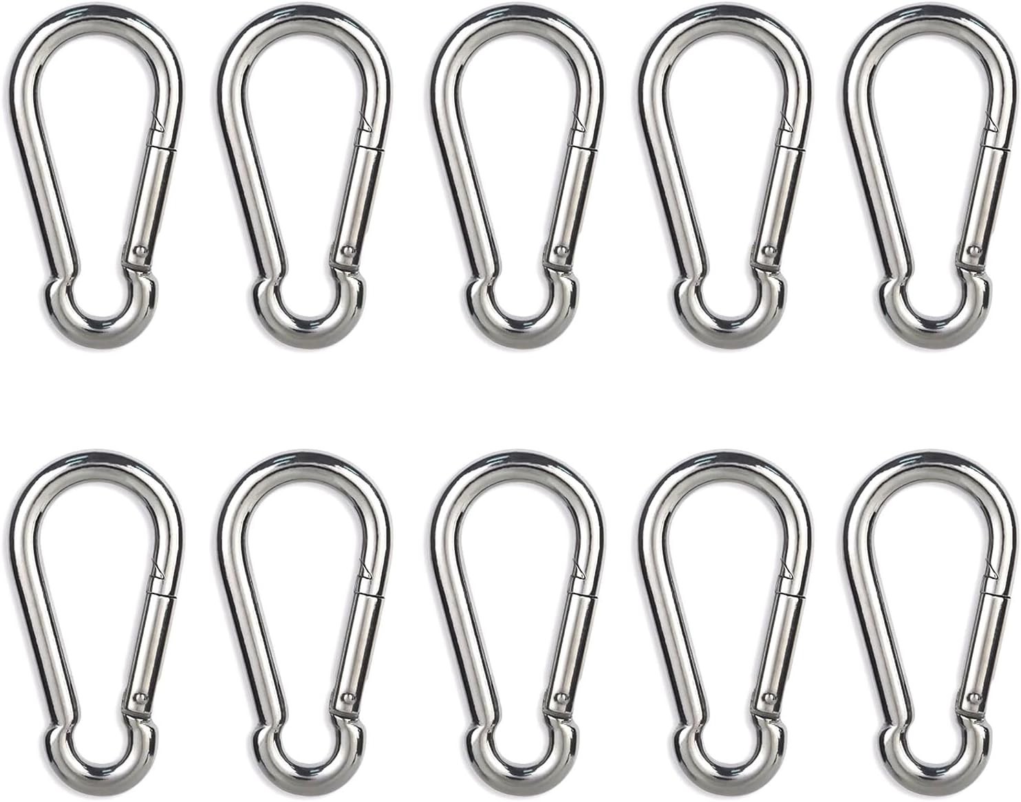 10 PCS Stainless Steel Carabiners Spring Snap Hooks Heavy Duty Keychain Clip NEW