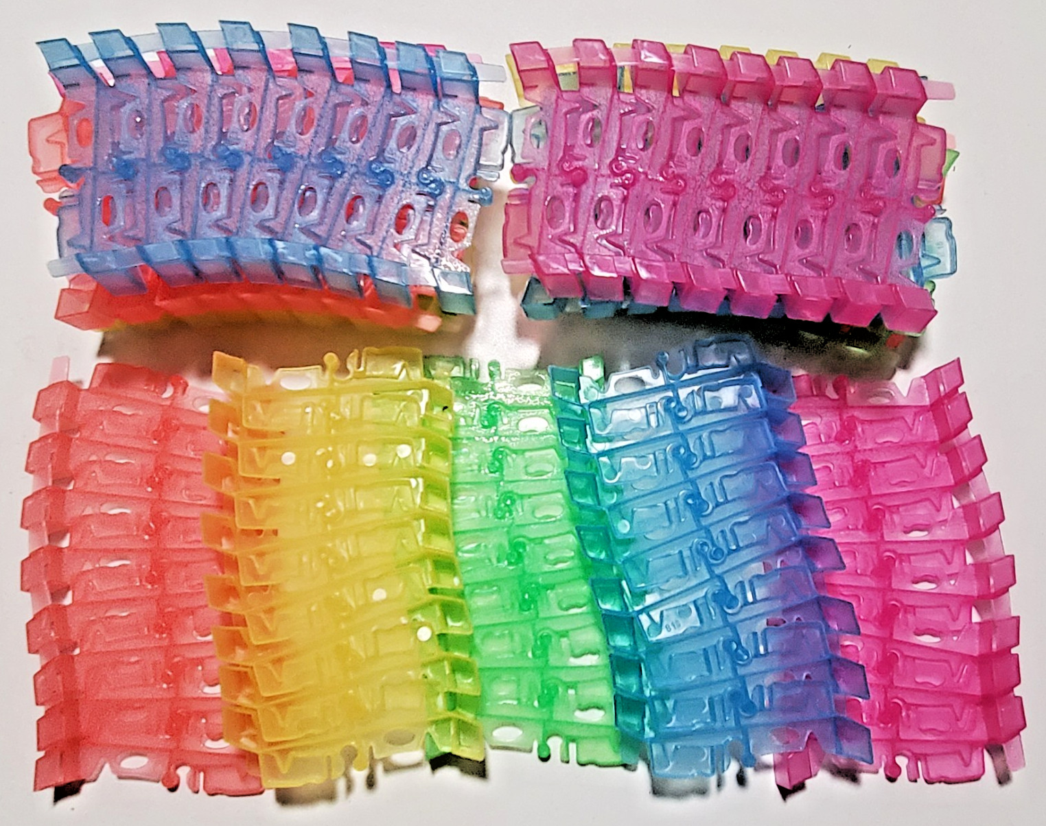 Twister Tracks 120 Pieces New Track Sections 3 Feet Blue Yellow Pink Green Orang