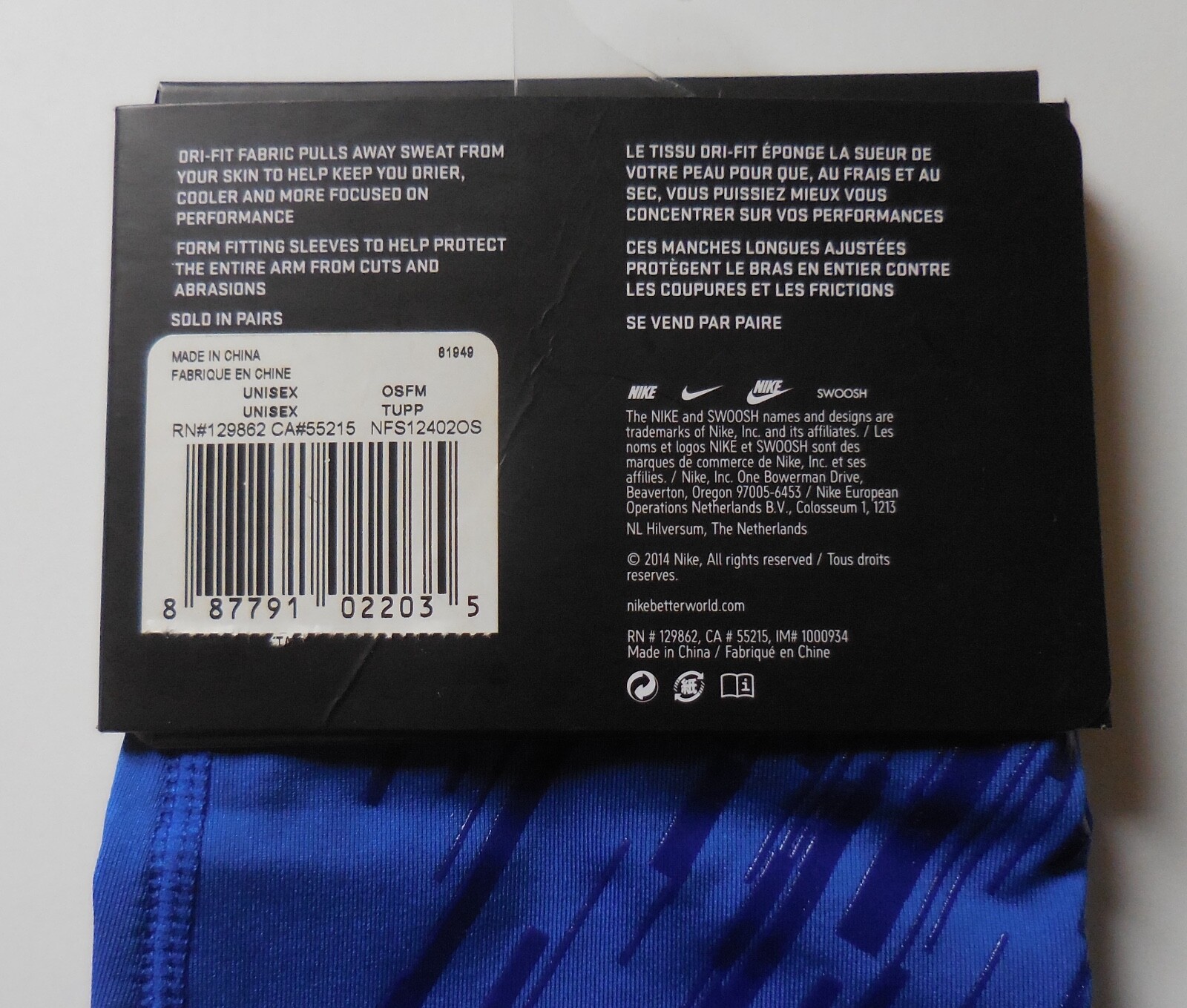 Nike Pro Combat Dri-Fit Arm Sleeves Adult Unisex Game Royal/White One Pair