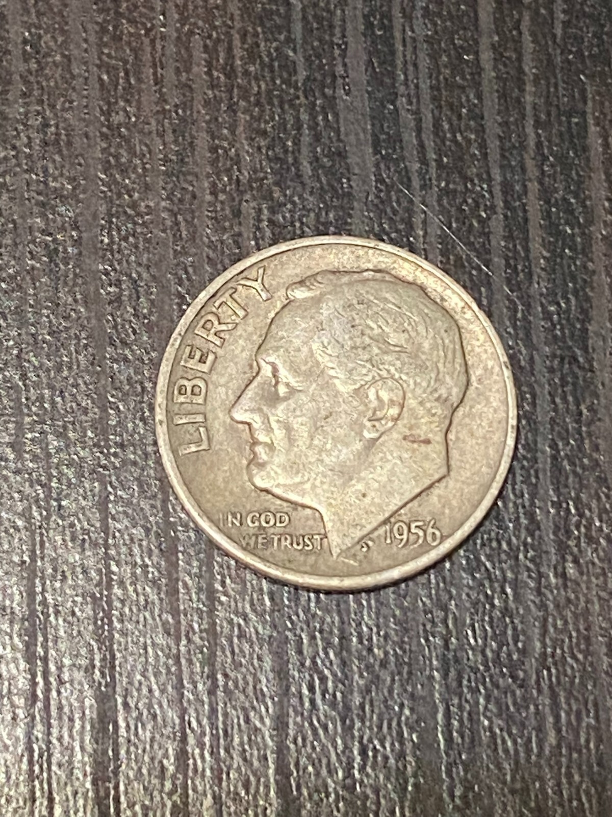 ROOSEVELT DIME 1956-D COIN - VF(Very Fine) with 90% Silver & 10% Copper Content