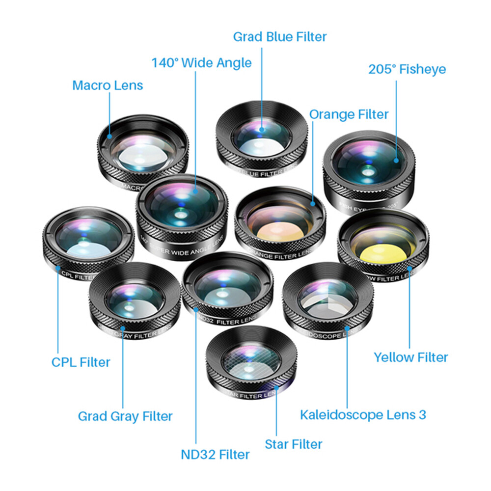 Apexel Cell Phone Camera Lens Kit Wide Angle Universal Clip for iPhone Android
