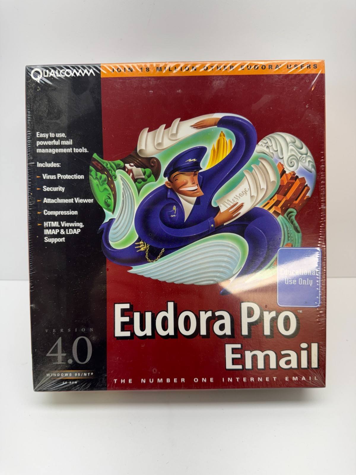 Eudora Pro Email Version 4.0 Windows 95/NT Qualcomm Big Box PC Software SEALED