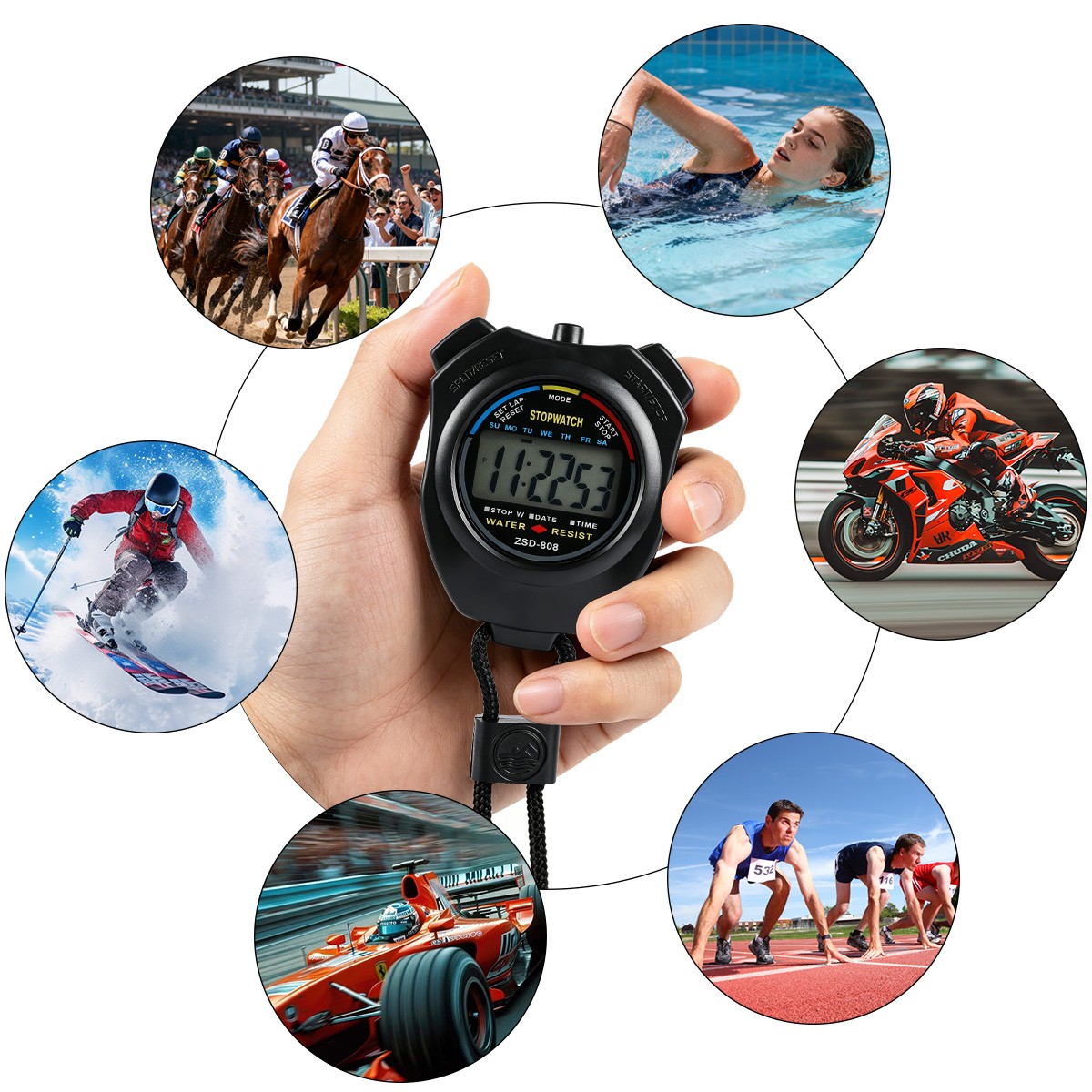 Durable Waterproof Digital Chronograph Multi-function LCD Timer Stopwatch New