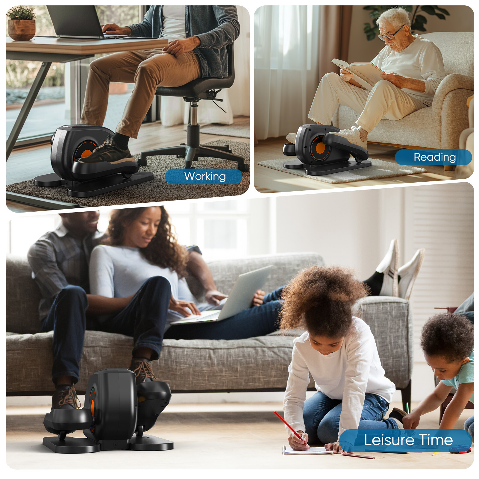 Compact Portable Under-Desk Elliptical Machine - Adjustable Speed, LED Display