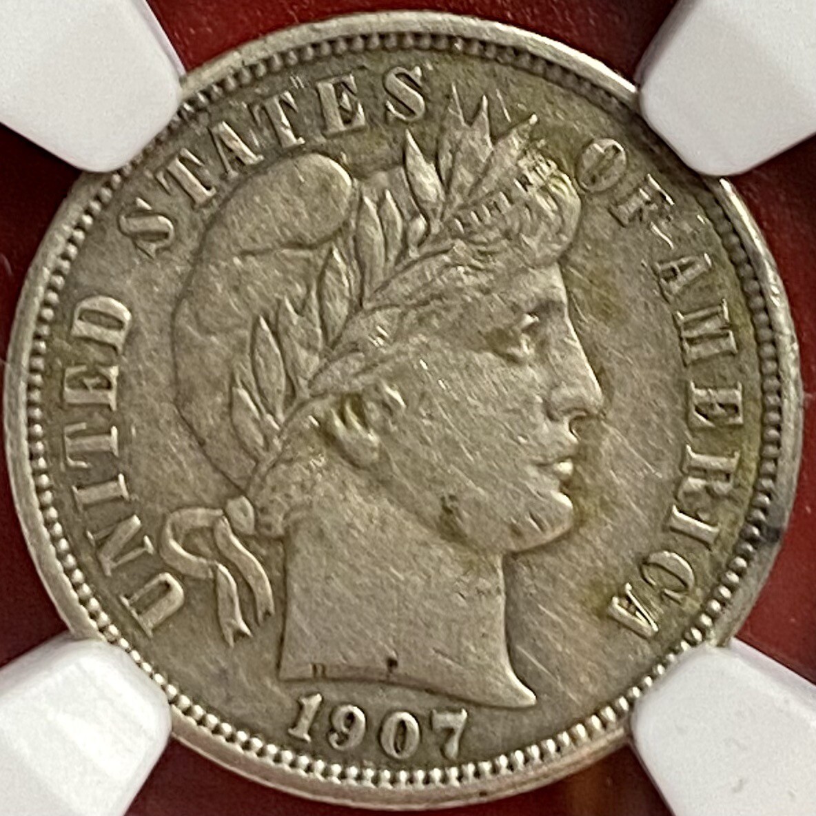 NGC-AU! 1907-S BARBER DIME
