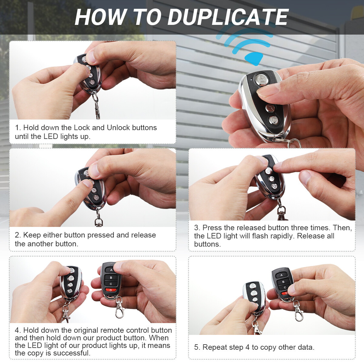 Backup Remote Control Key for Automatic Sliding Gate Operator Opener 2 PCS