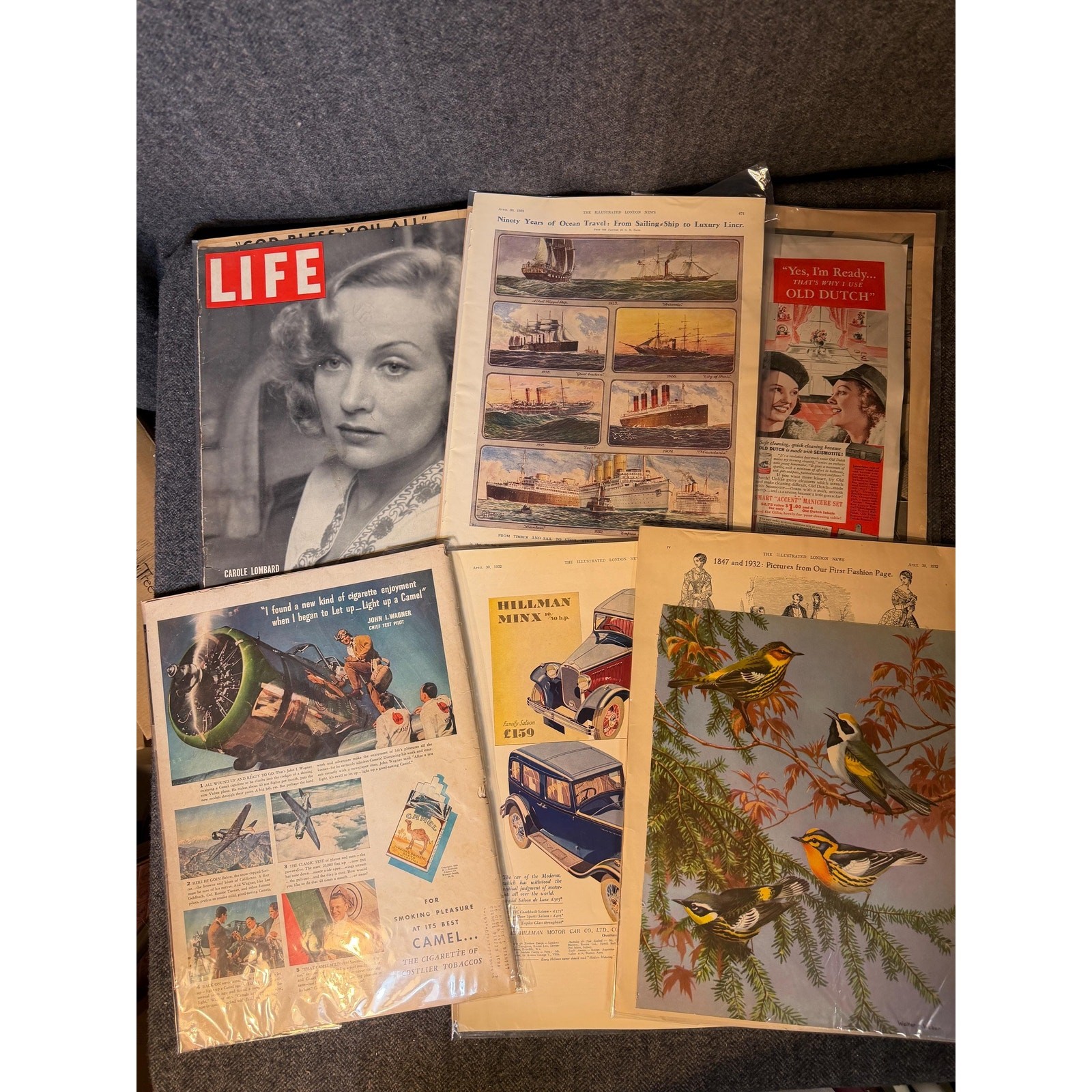 Vintage Authentic 1930's Paper Ephemera Bundle - Approx. 20 Pc. -Scrapbook/Craft