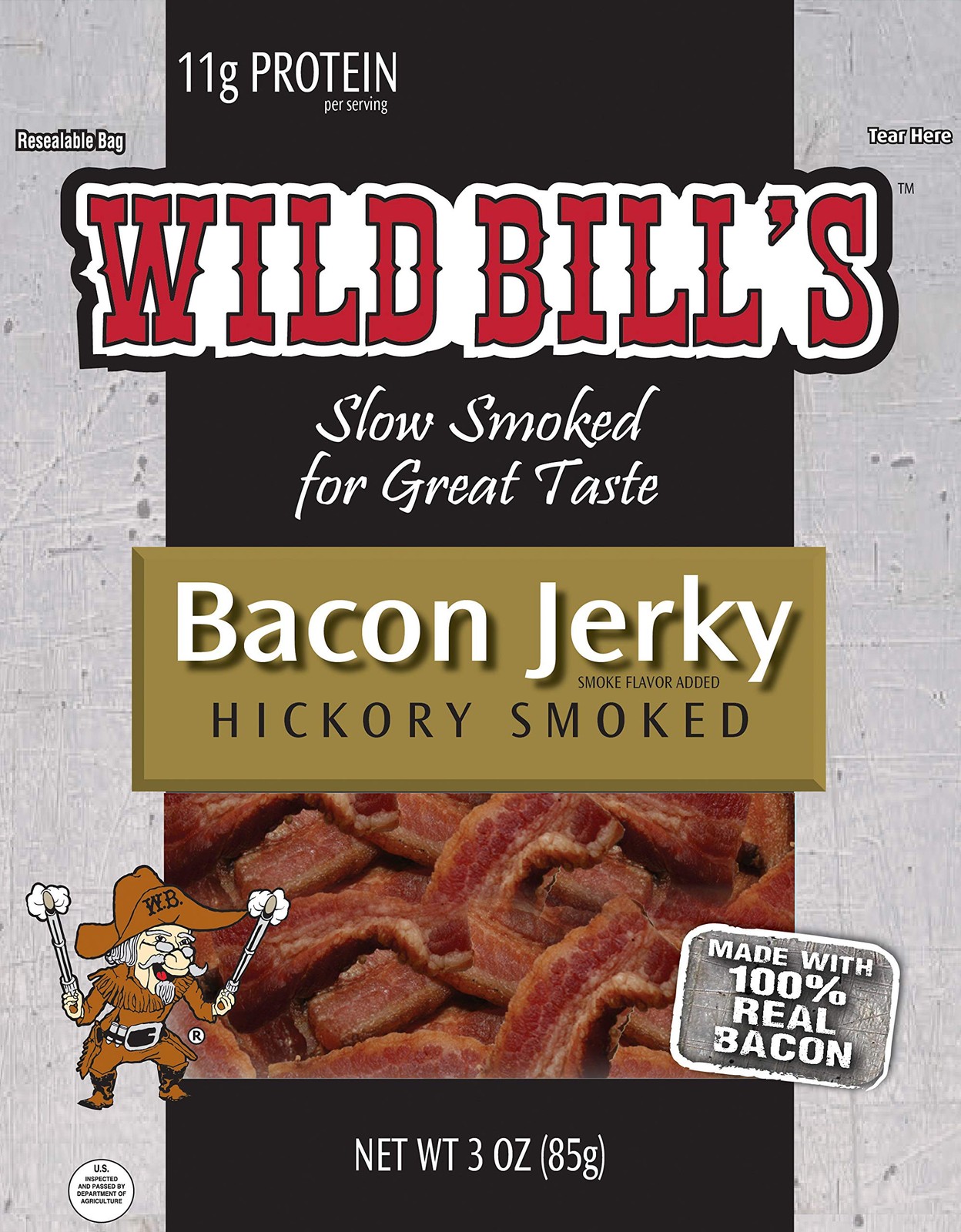 Wild Bill’s Hickory Smoked Bacon Jerky 3 Ounce Pack (3 count)