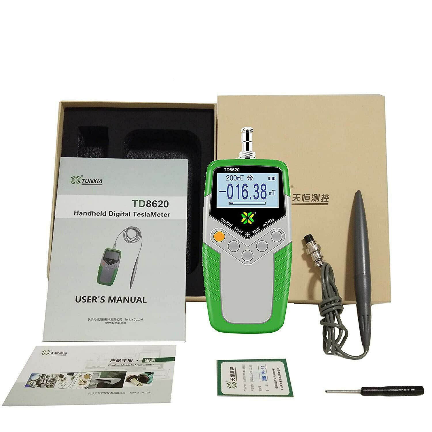 Tesla Meter Gauss Meter Tester with Hall Probe MT/Gs Display Class 5 Accuracy