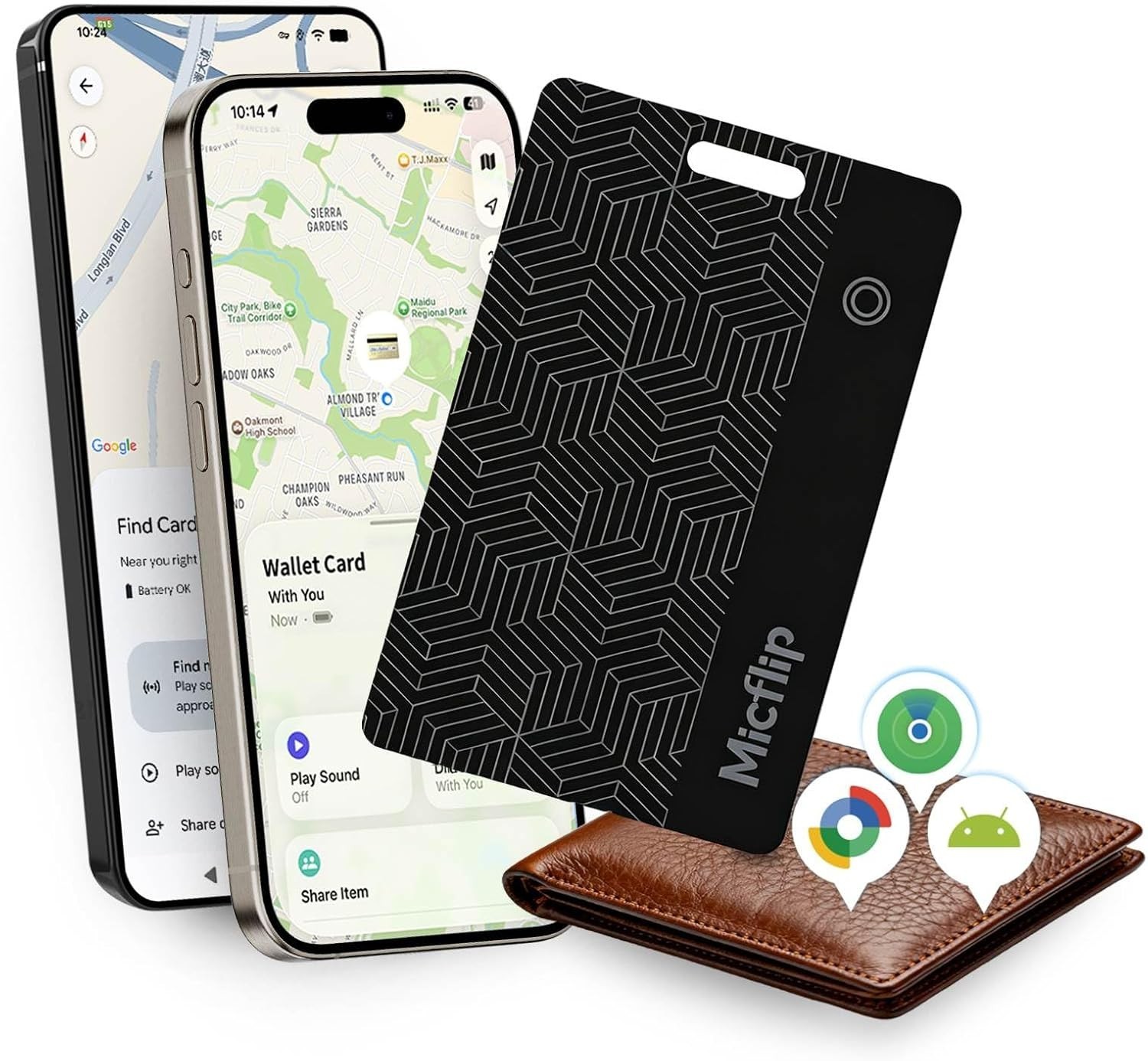 Wallet Tracker Card Apple MFi Certified (iOS Only) Bluetooth Tracker Card, 0.07i