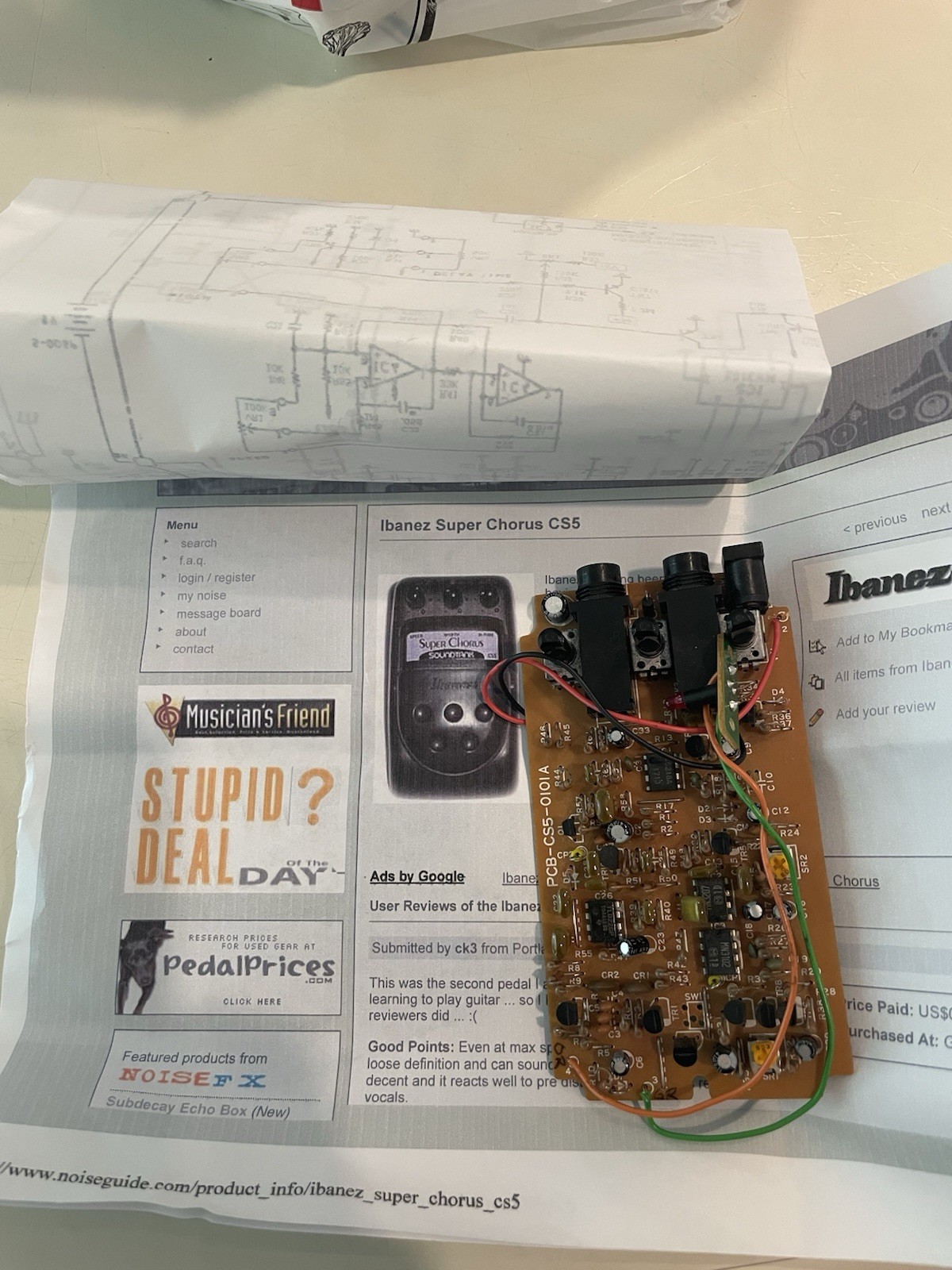 Ibanez CS-5 Circuit Board For Parts And Repair